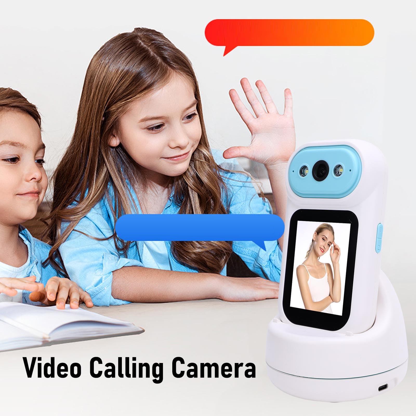 Sxhlseller Camera da Videochiamata a 2 Vie, Fotocamera Full HD Smart Security con Screening da 2,8 Pollici e Tracciamento di Movimento AI, Telecamere Wireless per Tata per Casa Interno