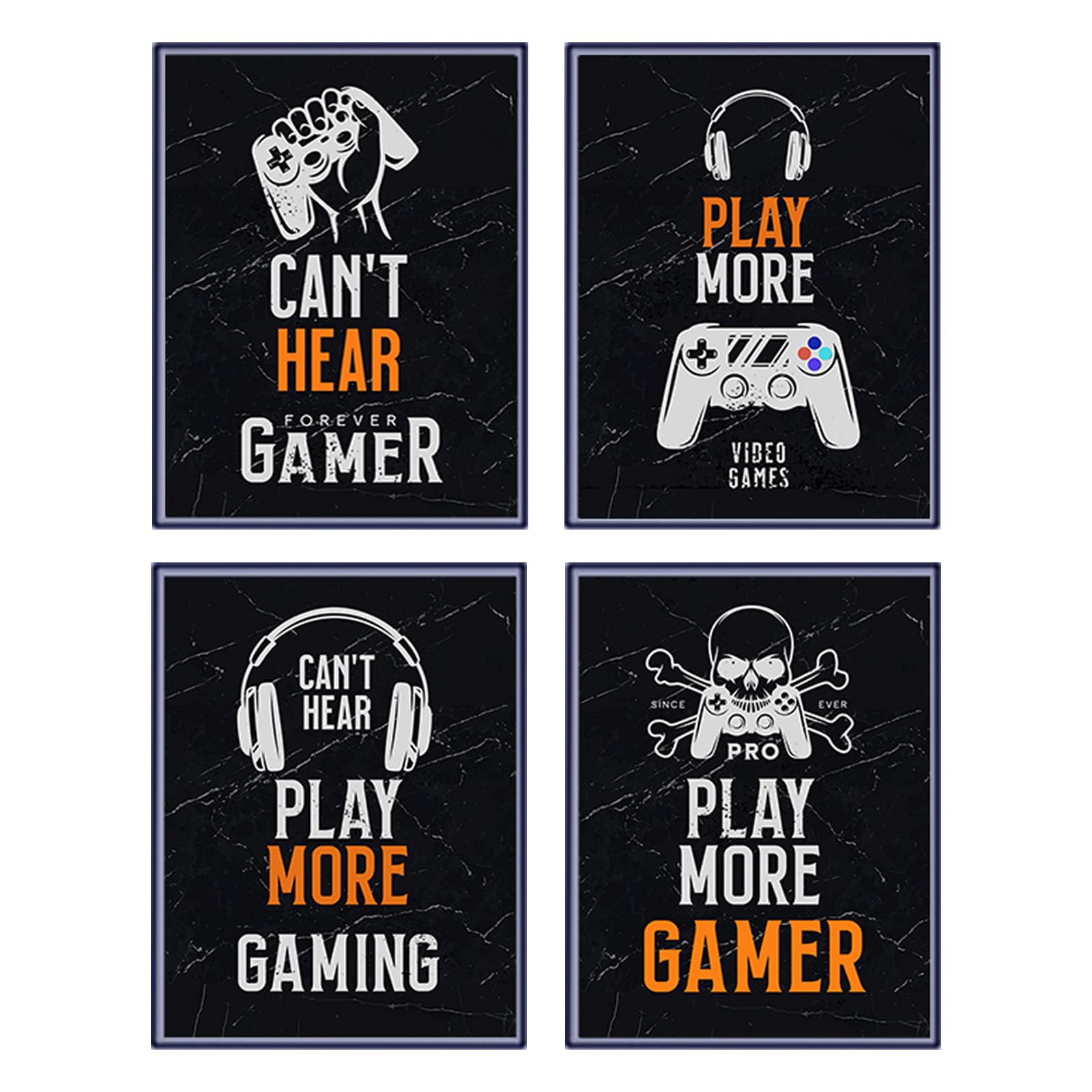 PautdeerModern Minimalist e-Sports Gaming Poster Set, 4 Pcs Canvas Painting for Game Room Wall Decor in Bedroom, Black Inspirational Gaming Wall Art for Boys Room (8"x10", Unframed)