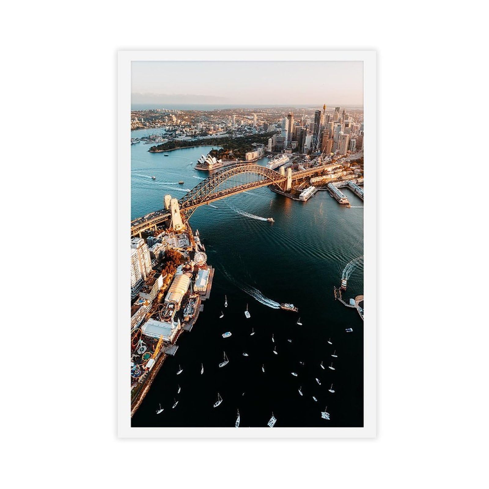 Heyanm Sydney Harbour Aerial Print Opera House Harbour Bridge Luna Park Canvas Poster Wall Art Paintings For Living Room Bedroom Decoration Unframe 20X30inch