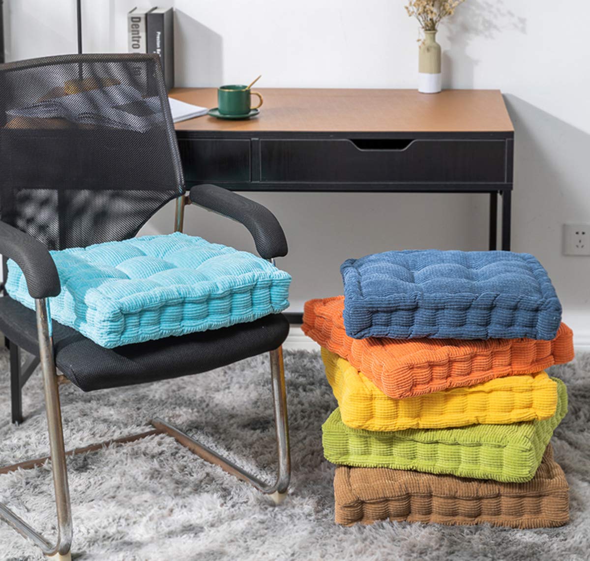 Coussin De Chaise Chic à Motif De Rose Pour Chaises De Salle à Manger, Coussin De Sol En Fausse Fourrure Douce Et Antidérapant Pour Maison, Terrasse, Cuisine, Bureau – Blanc – 45,7