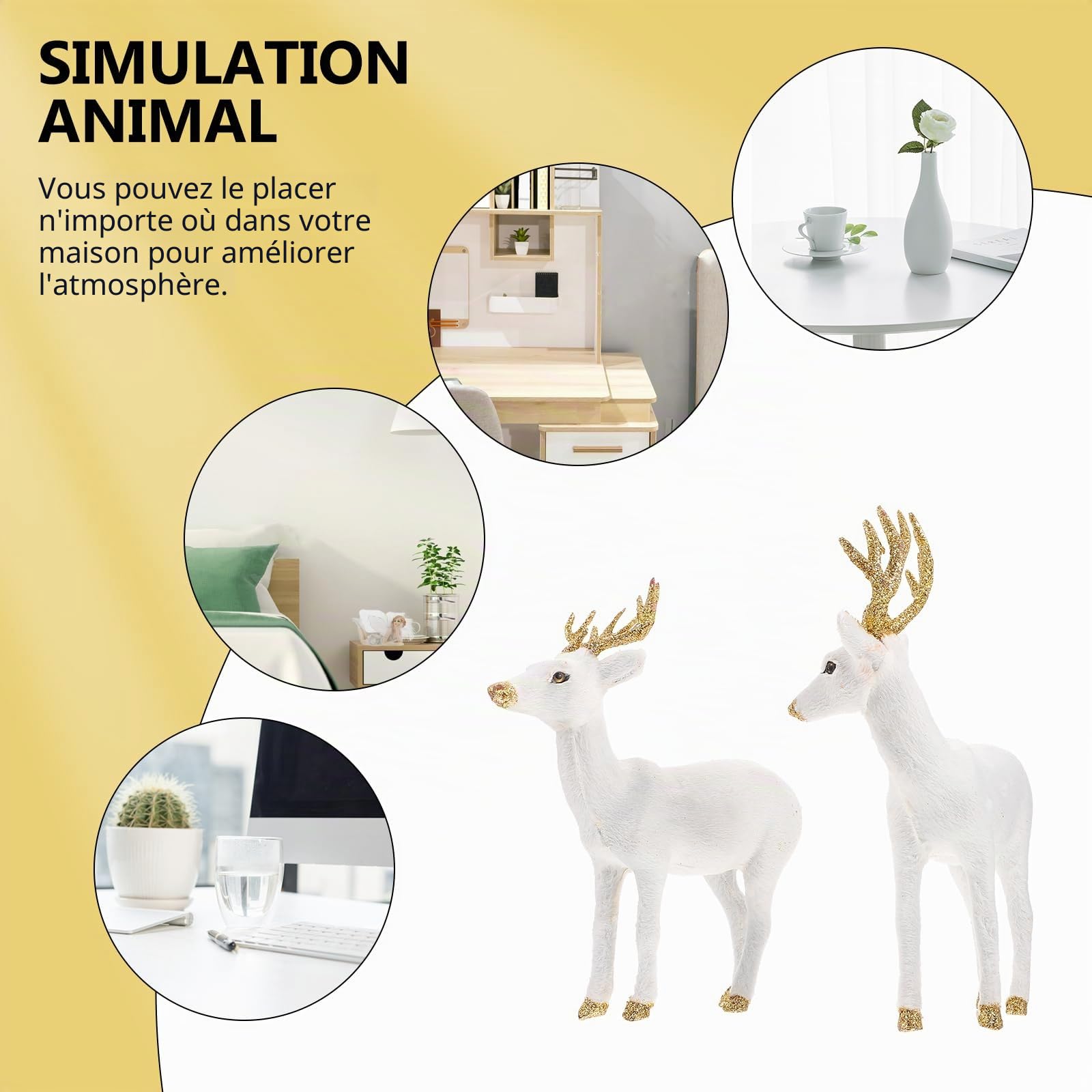 BESTonZON Figurines de cerf ¨¹ Blanc ? Cerf Sika : Figurines de Noël 2 pièces d'animaux Paysage Gl¨¹cksbringer Décorations de Noël Ornement Décoration de Noël