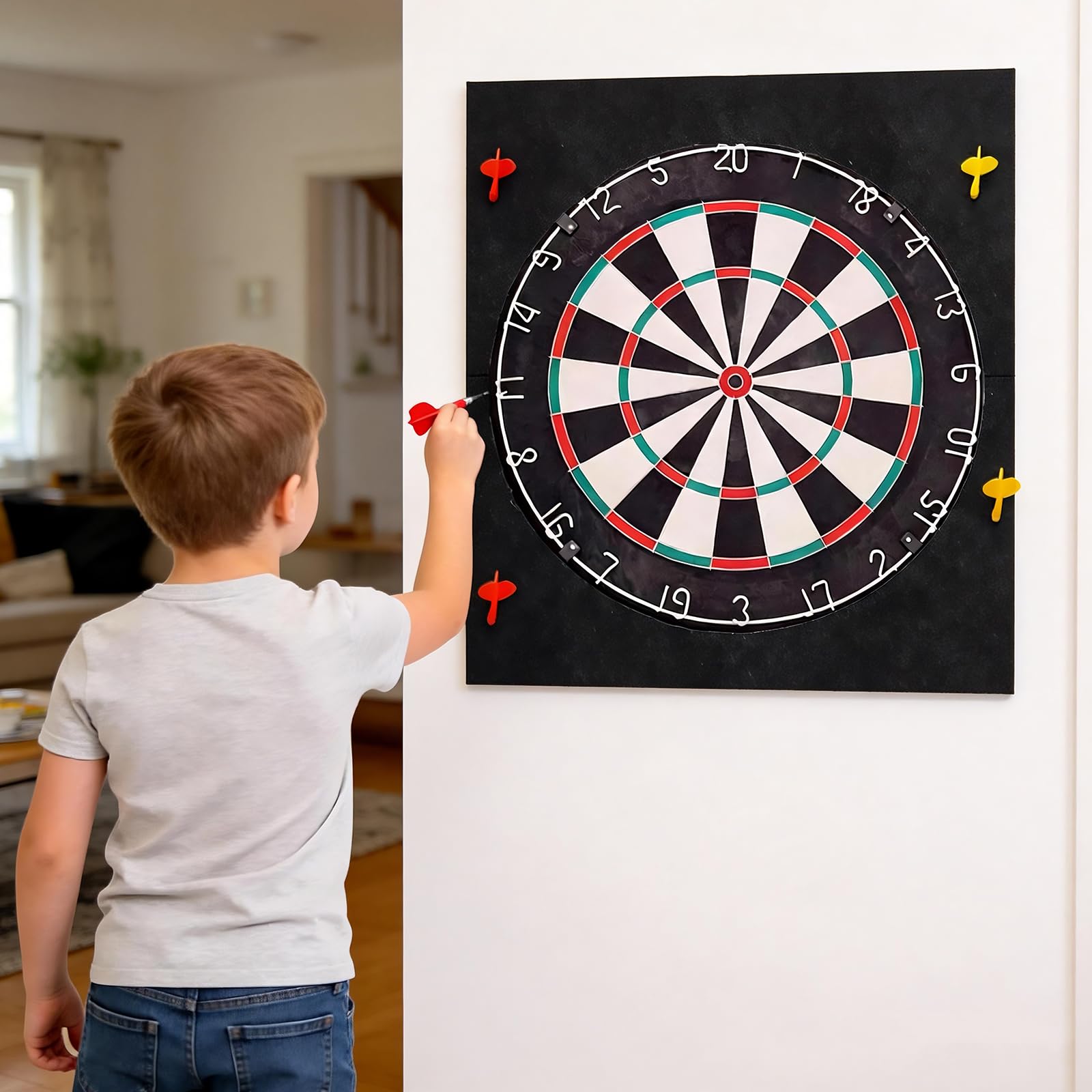 Dartboard Wandschutz 90x60 cm,Wandumrandung für Dartboard,Filz Dartscheibe Wandschutz Selbstklebend Dartboard-Schutz,für Dart Zubehör und Kork Rückseite
