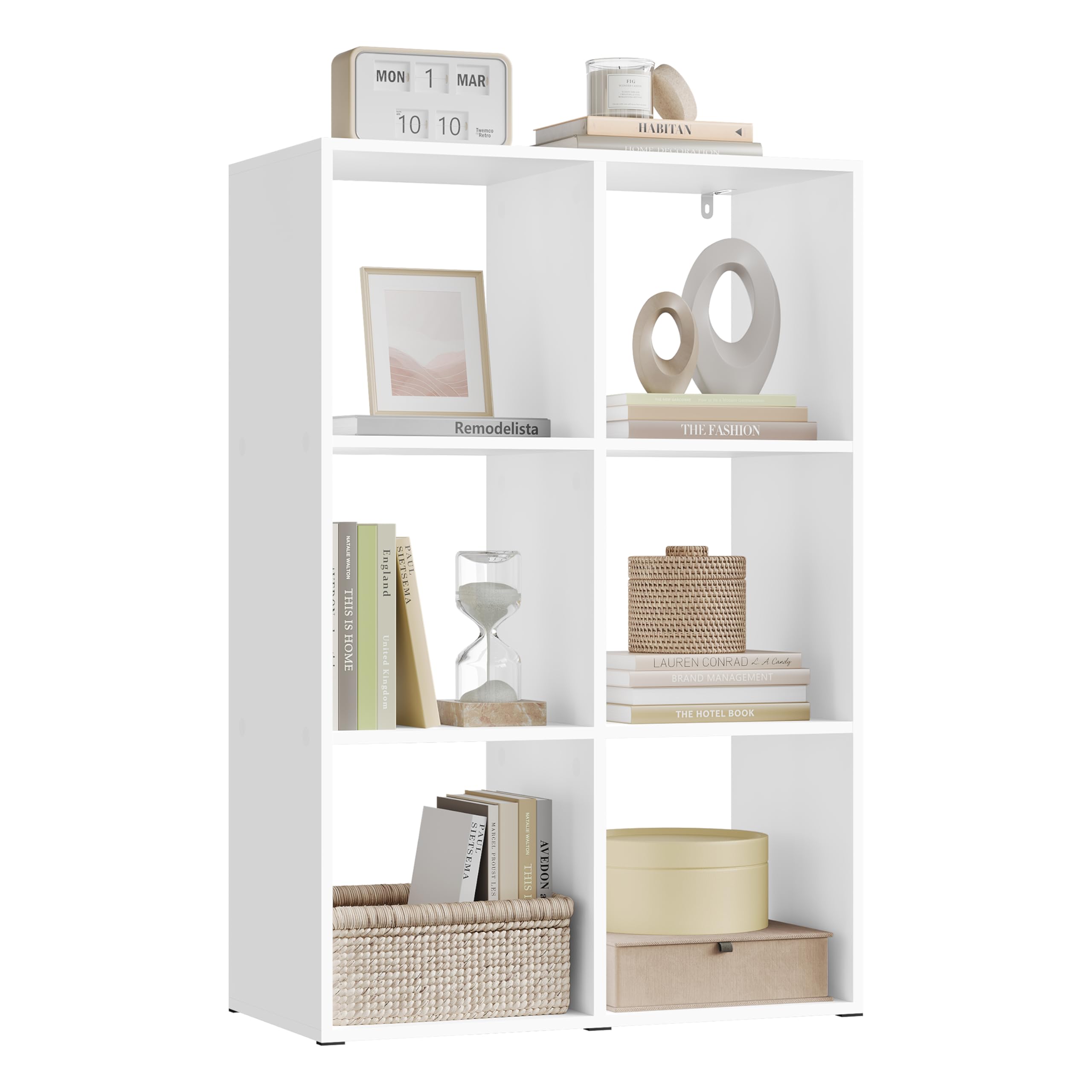WOLTU Estantería de Libros 3 Niveles, Libreria de 6 Cubos de Almacenaje, Estanteria Blanca para Salon Estudio y Oficina, Organizador de Madera, SK054ws