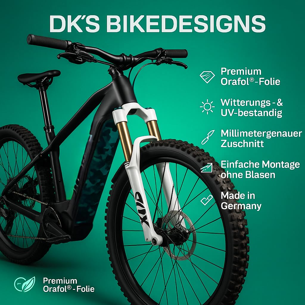 Pellicola Protettiva di Design Riflettente per e-Bike copribatteria e Tubo Inferiore per Tutti i Modelli di e-Bike, Protezione Telaio eBike, Adesivi per Biciclette, Adesivi per