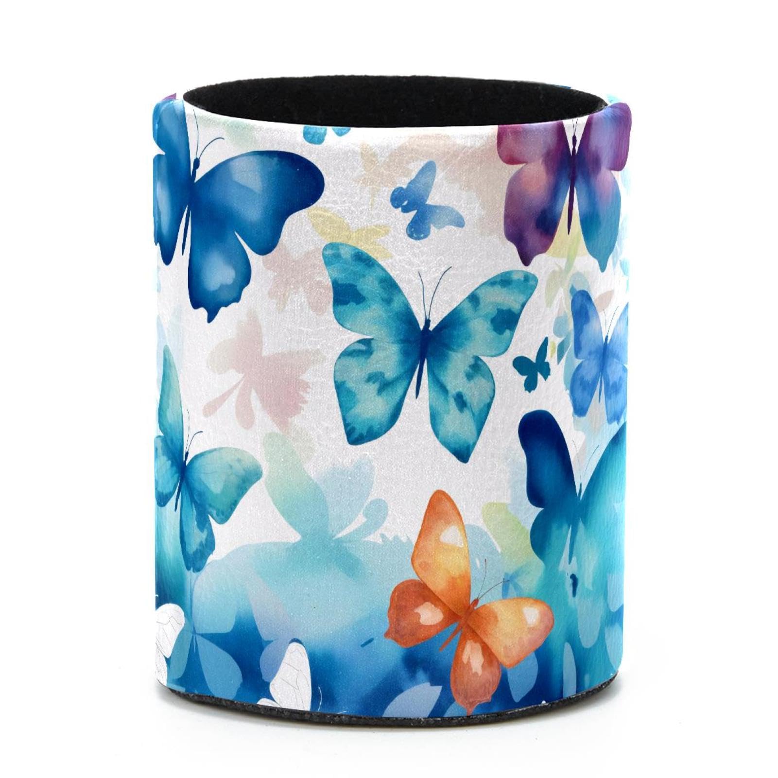 VAPOKF Round Pencil Holders for Desk, Butterflies Pen Holders Pen Pot Makeup Brushes Storage Desktop Stationery Supplies Organiser for Home Office