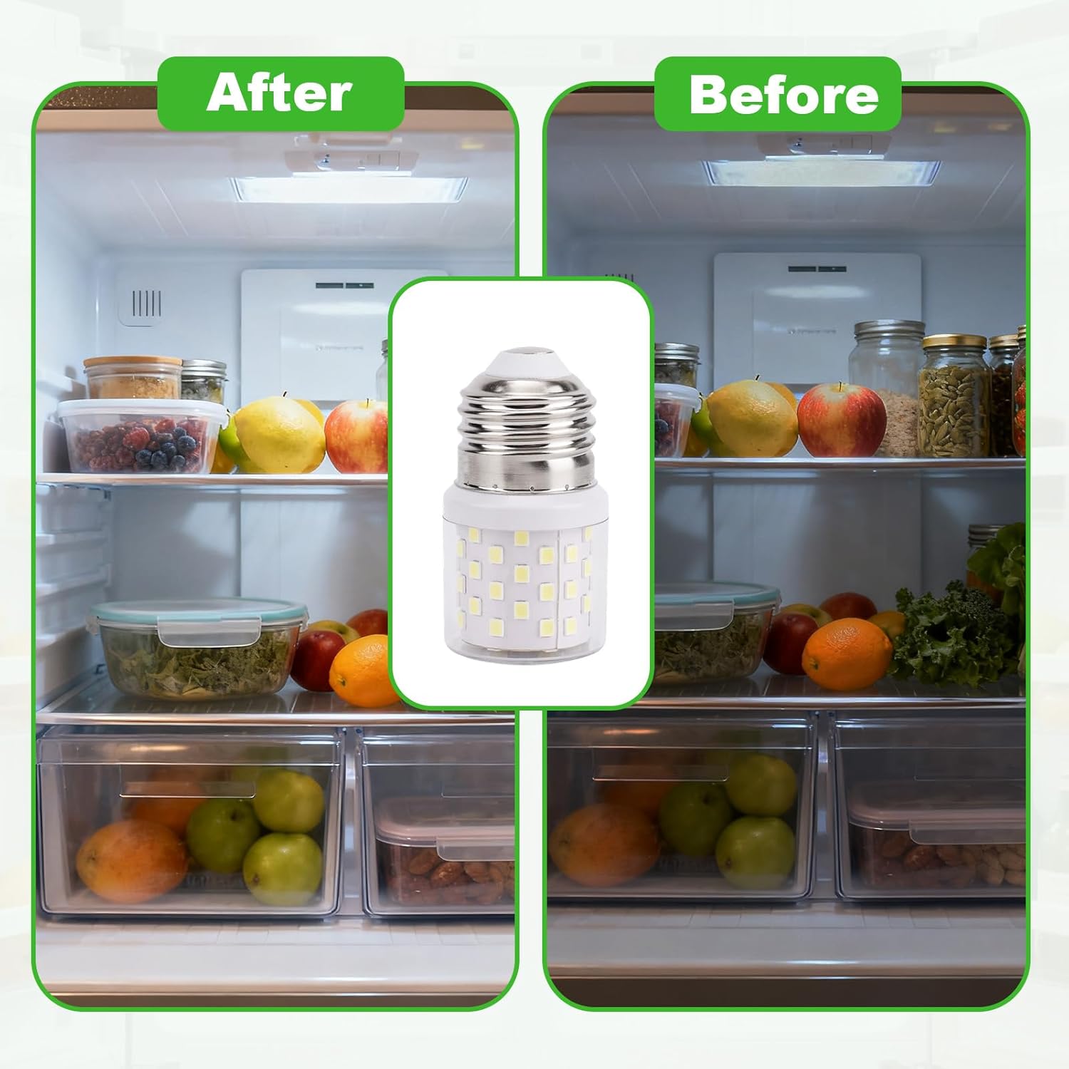 Penitue 2pcs Refrigerator Light Bulb Replacement for KEI D34L, AC 100-265V 3.5W LED Fridge Light Bulbs for Frigidaire KEL 3418L Replace 40W 5304511738, Daylight White