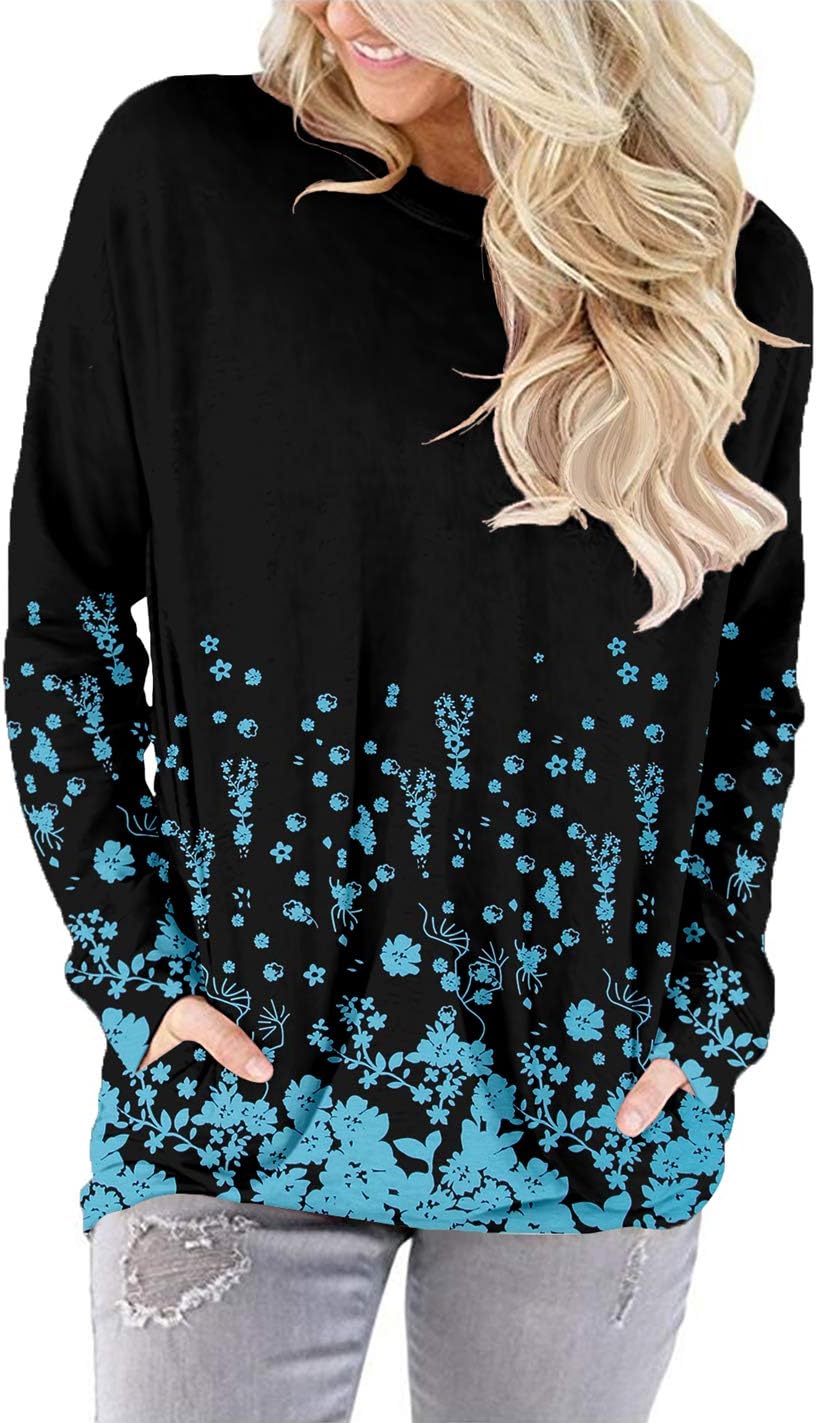 Angerella Casual Loose Fit Pocket Shirts for Women Comfy Cute Printed Tunic Tops Baggy Blouse