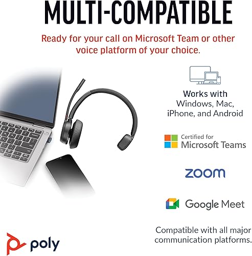 Miniatura 6 de Poly Voyager 4310 UC Auriculares inalámbricos (Plantronics)  Auriculares Bluetooth de un solo oído con micrófono Boom con cancelación de ruido