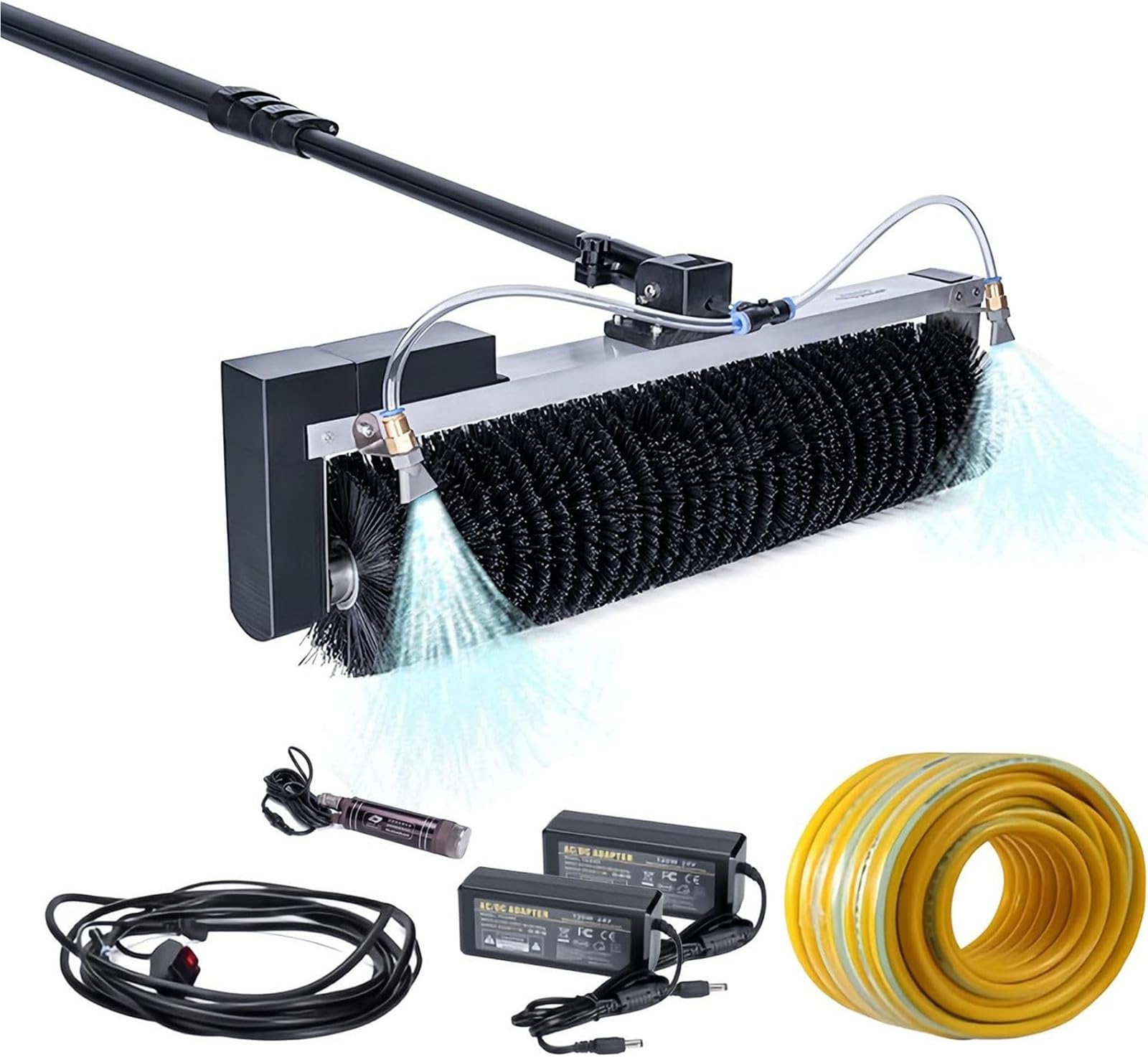 AYCDL Electric Solar Panel Cleaning Kit with Roller Brush and Water Fed Pole for Photovoltaic Panels and Windows,5.5M(18ft)