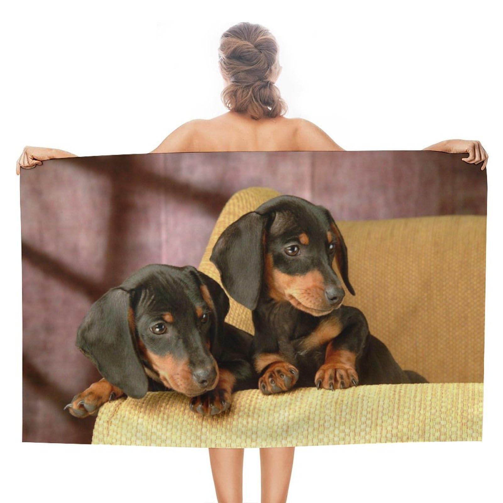 LWORZIIB Beach Towel, Cute Dachshund Bath Towel, Absorbent Towel for Swimming, Sports, Travel