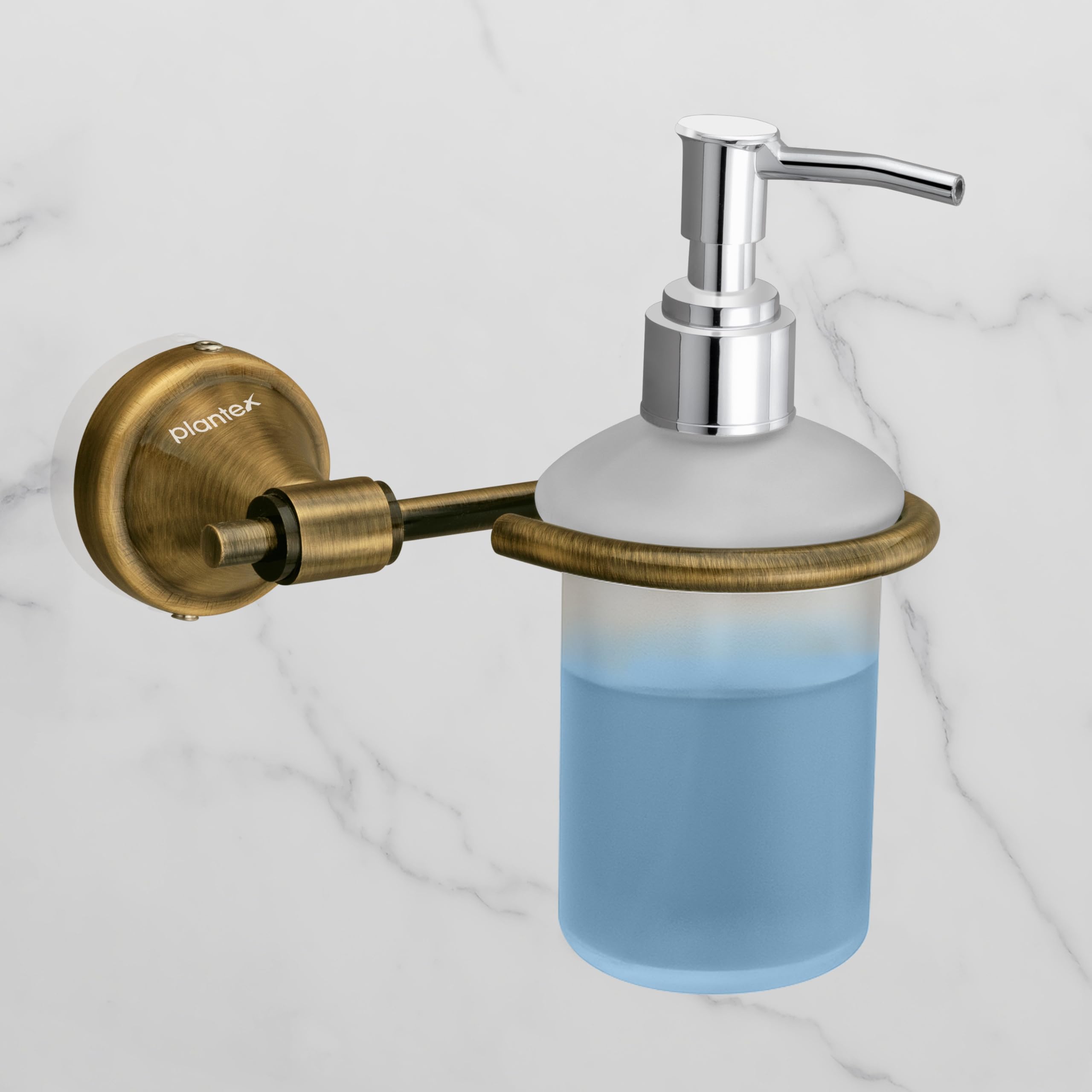 Plantex 304 Grade Stainless Steel Hand Wash Holder for Wash Basin Liquid Soap Dispenser/Bathroom Accessories - Niko (Antique)