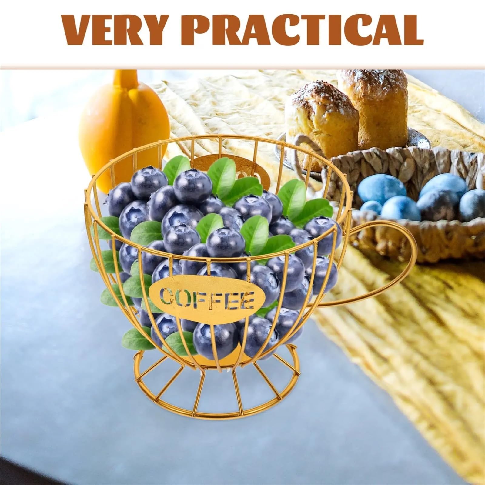 Kaffeekapselhalter aus Metall for 20 Tassen for K-Cup-Kaffeepad-Organizer, Bar-Aufbewahrungsbox, Obstkorb, Kaffeezubehör für Obst, Gemüse