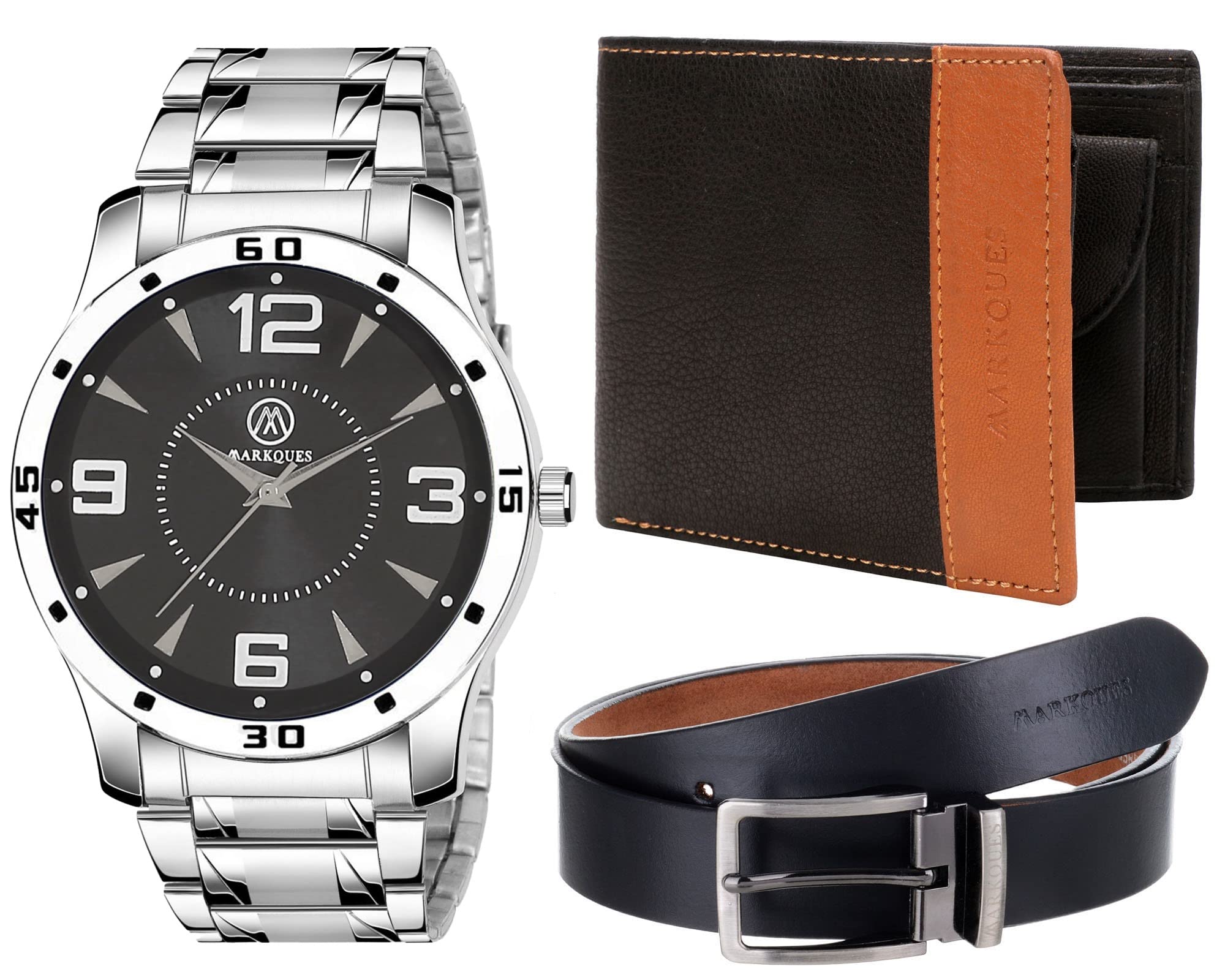 See full amazon price history chart for MARKQUES Stainless Steel Chain Mens Watch, Leather Wallet and Belt 3 in 1 Combo Gift Set for Men and Boys (BON-770109-TRB-0104-EXE-01) MARKQUES Stainless Steel Chain Mens Watch, Leather Wallet and Belt 3 in 1 Combo Gift Set for Men and Boys (BON-770109-TRB-0104-EXE-01) (B0B7FJT2KC) Amazon Price History, Amazon Price Tracker