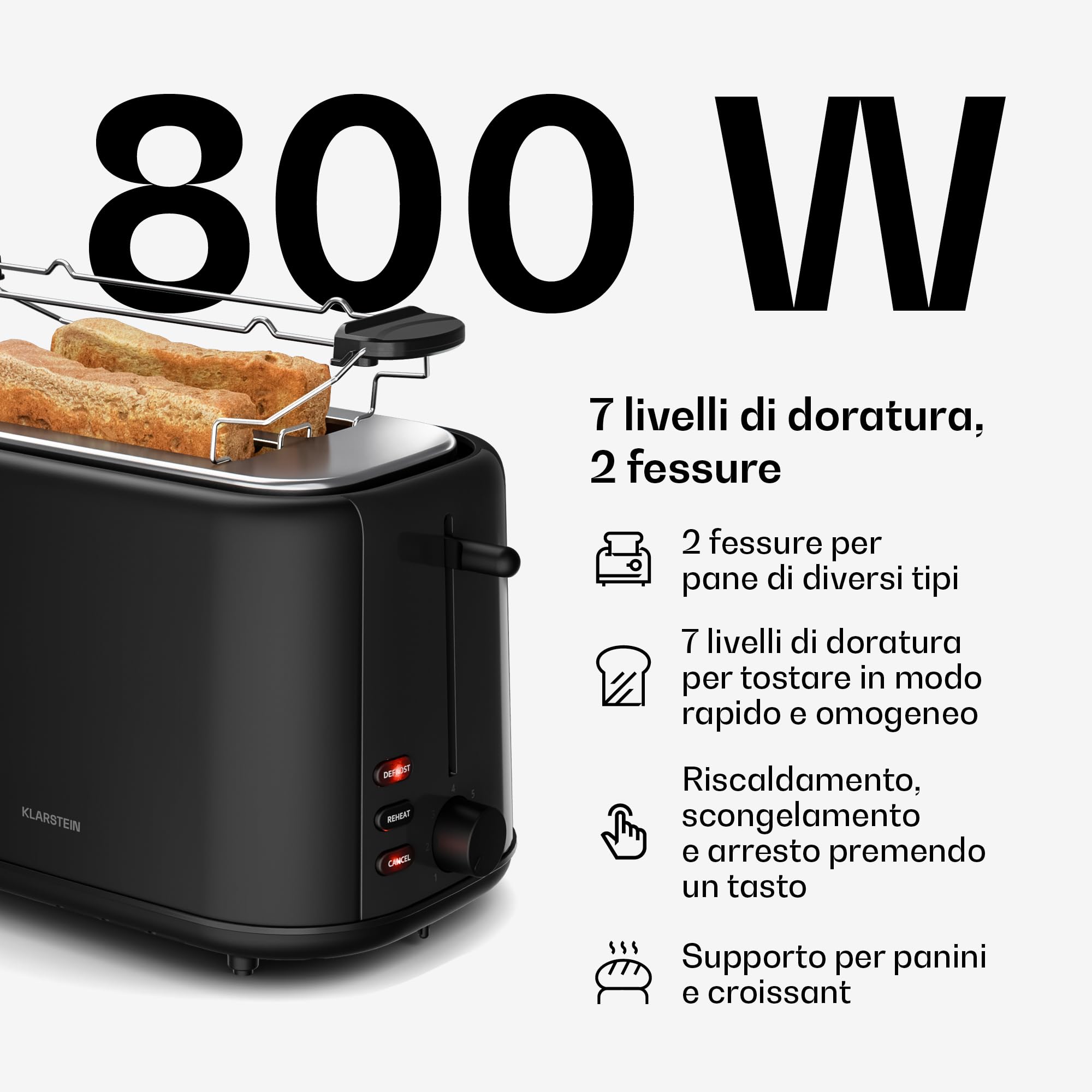 Klarstein Velaire Set per la Colazione Completo – Tostapane 2 Fette 7 Livelli, Bollitore Elettrico 1,7L, Macchina da Caffè con Filtro 10 Tazze, Design Moderno, Supporto Panini