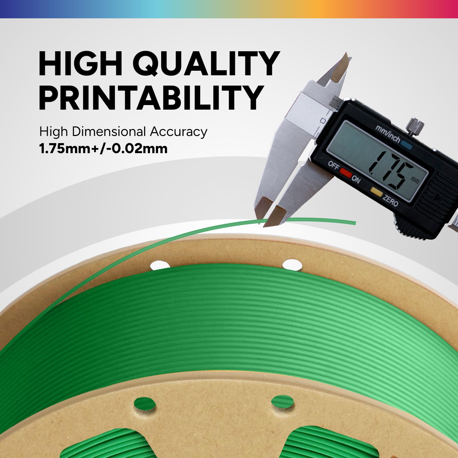 OVERTURE Filamento PLA 1.75mm, 1kg Bobina(2.2lbs), Precisione Dimensionale +/- 0.02 mm, per Stampante 3D (Green)