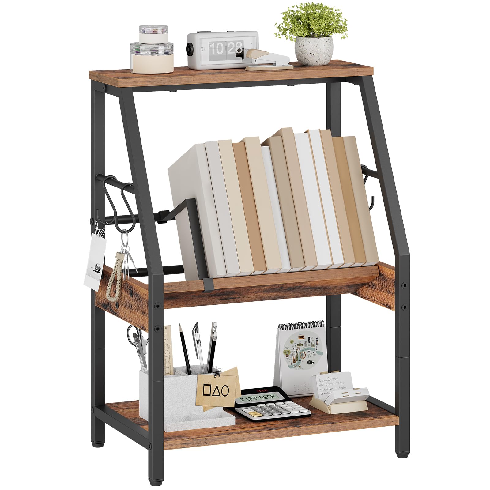 HOOBRO Desk Shelf, 3-Tier Samll Bookcase, Desktop Organizer Storage
