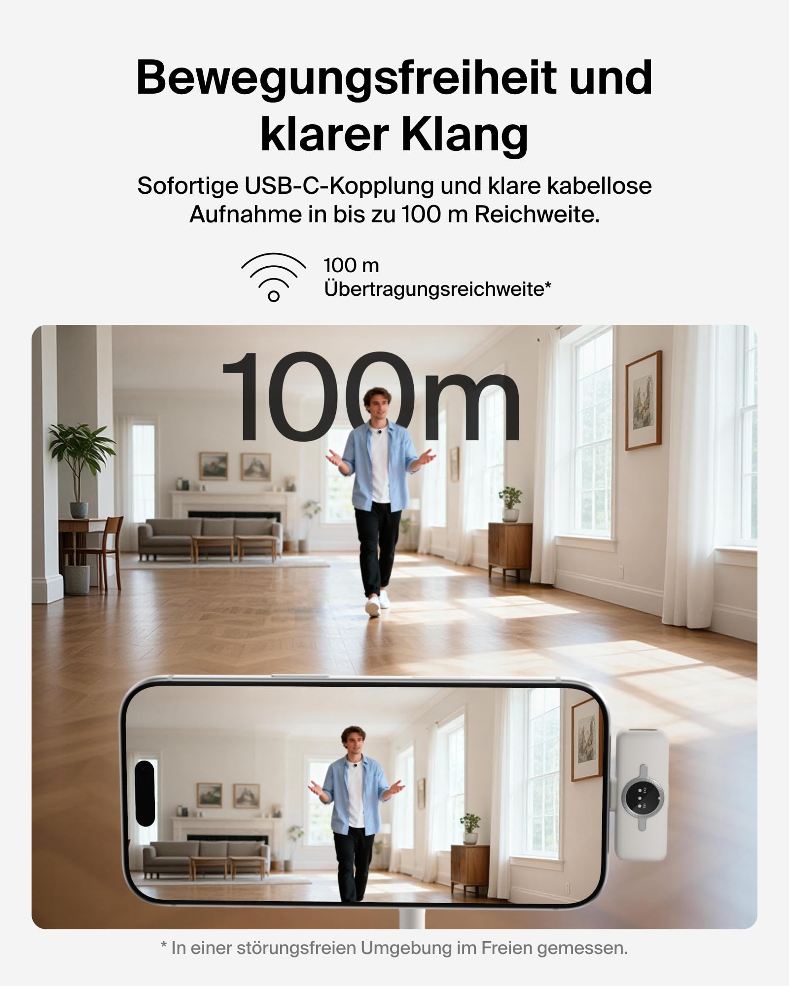 Belkin Stage Mini Mikrofon kabellos, 2er Set mit Clip für iPhone, Android, 24-Bit/48 kHz, 36 Std. Akku, Geräuschreduzierung, Funkmikrofon magnetisch omnidirektional für YouTube, Podcast, Vlogging