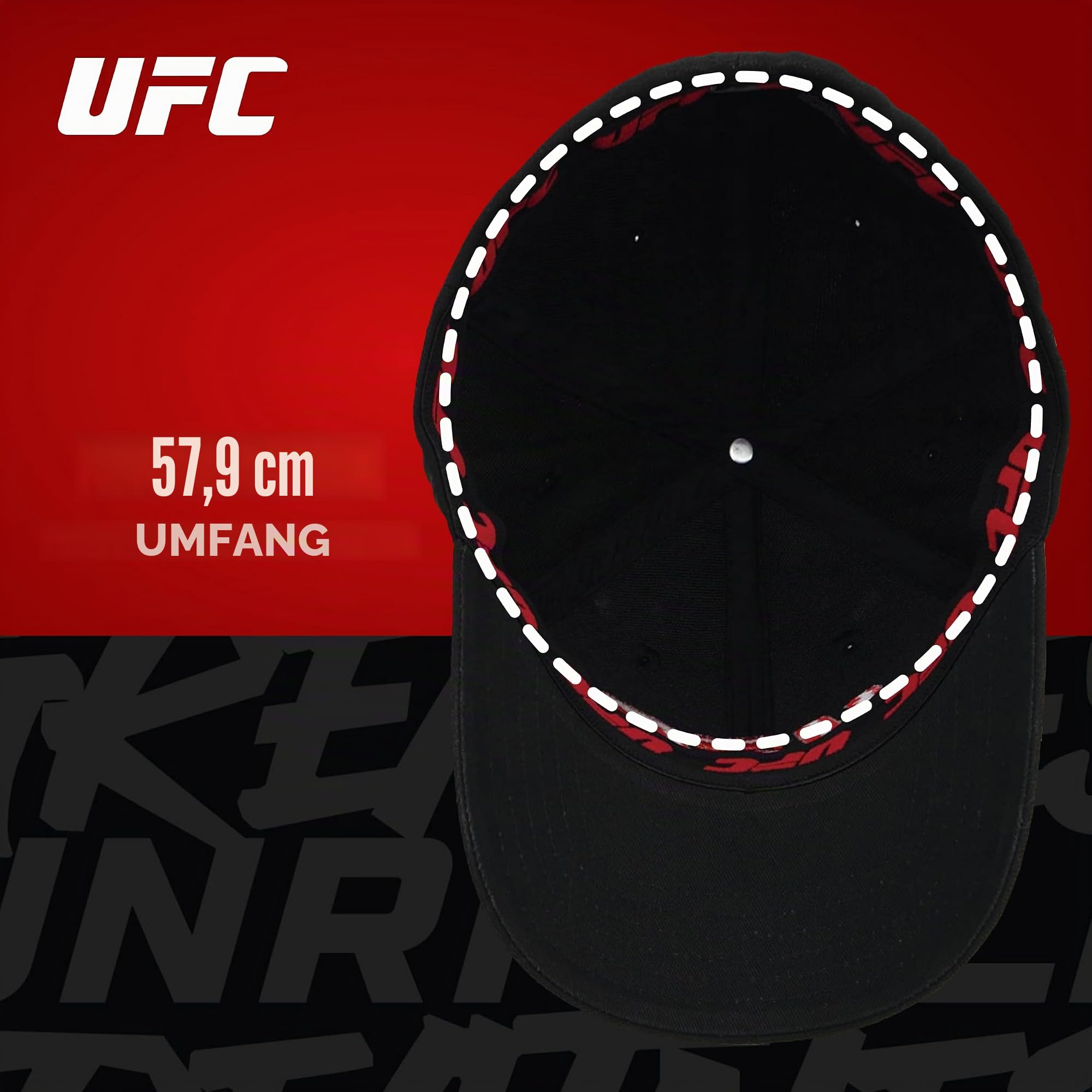 Concept One Unisex UFC Baseballmütze, 6 Paneele, Flex-Fit, aktive Sportkappe mit gebogener Krempe, Baseballkappe