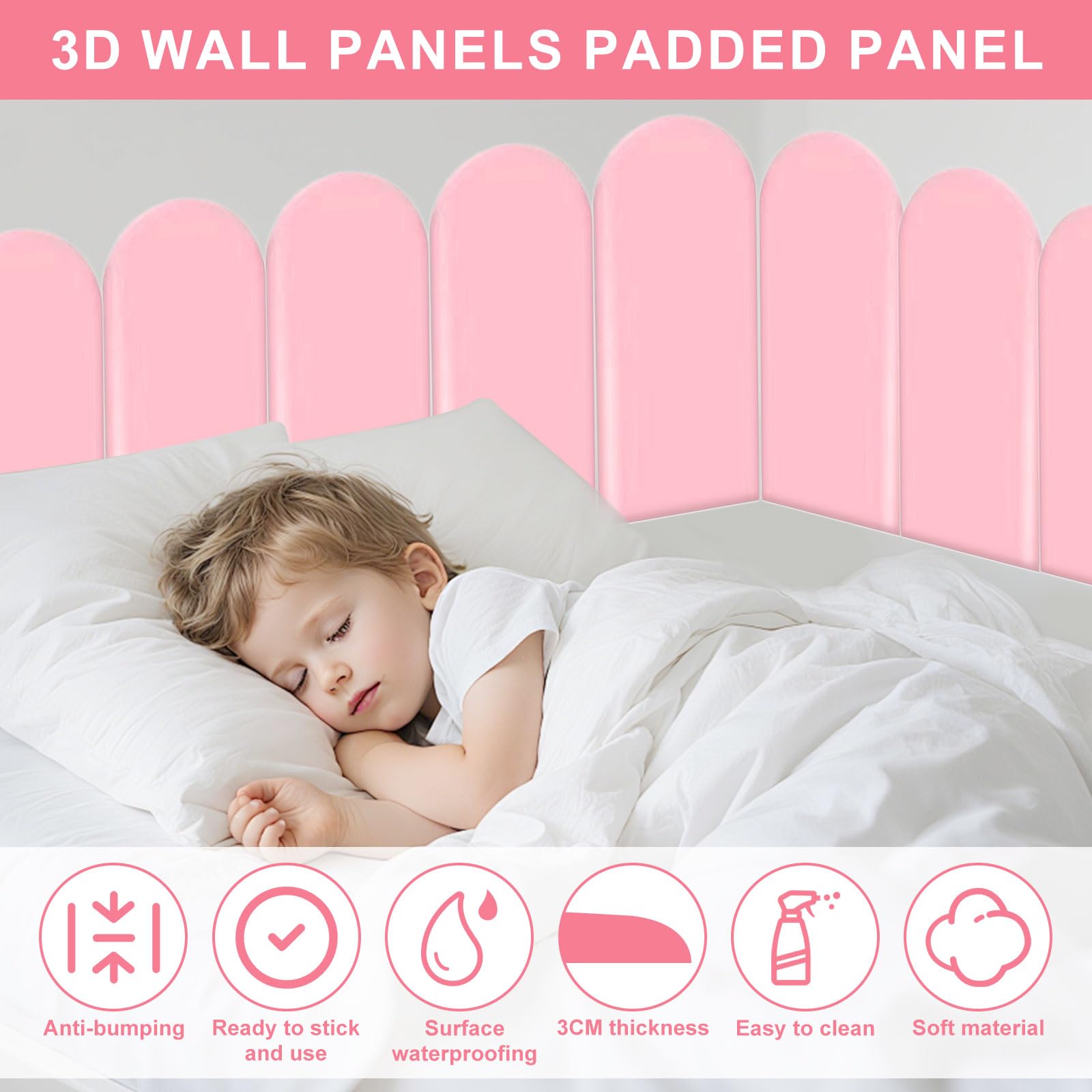 Pannello da parete 3D, in poliuretano, impermeabile, imbottitura da parete per cameretta dei bambini, pannelli da parete autoadesivi, per cameretta dei bambini, per testiera, letto, cuscino per