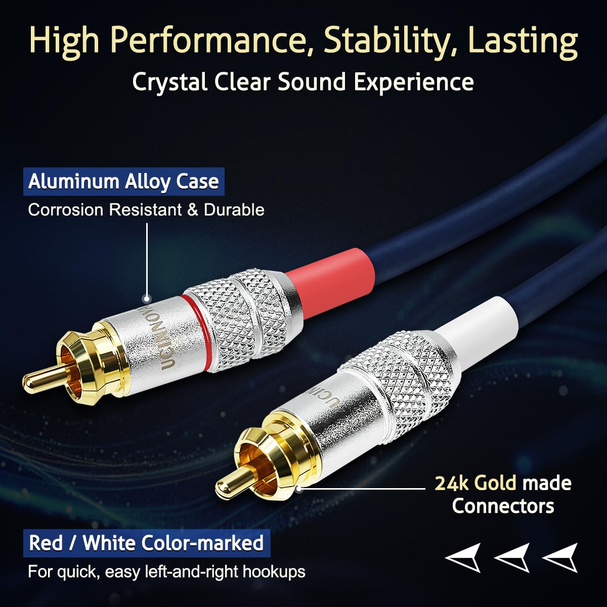 Cavo RCA da 3 m a 2 RCA maschio a 2 RCA maschio, audio Hi-Fi, cavo