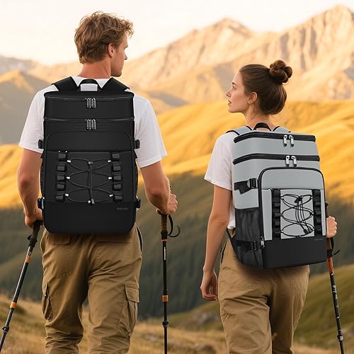 Miniatura 3 de Mochila enfriadora  40 latas con aislamiento térmico para hombres y mujeres, portátil con 2 compartimentos a prueba de fugas, bolsa enfriadora para