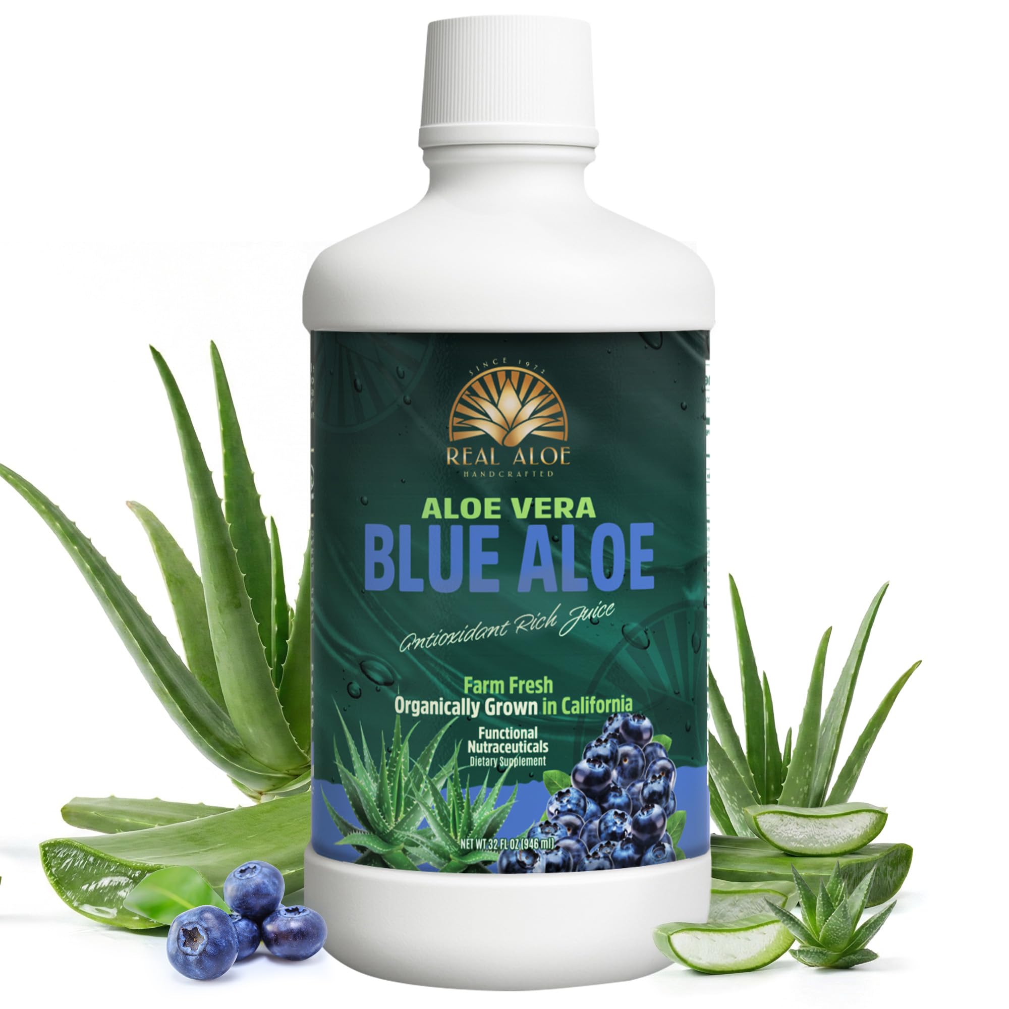 Amazon.com: Real Aloe Blue Aloe Juice (32 fl oz) | Organic California-Grown Aloe  Vera with Real Blueberry | Aloin-Free Inner Leaf | Hydration & Daily  Wellness Support | Dietary Supplement | Made