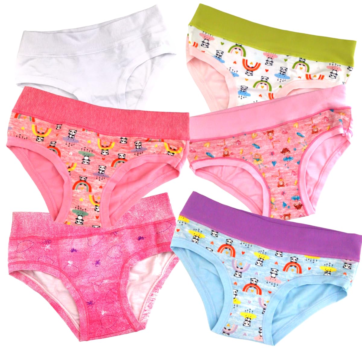 EMY 6 Paia Slip Mutande in Cotone Elasticizzato Bimba Fascia Alta- Fantasie Casuali (Immagine indicativa)