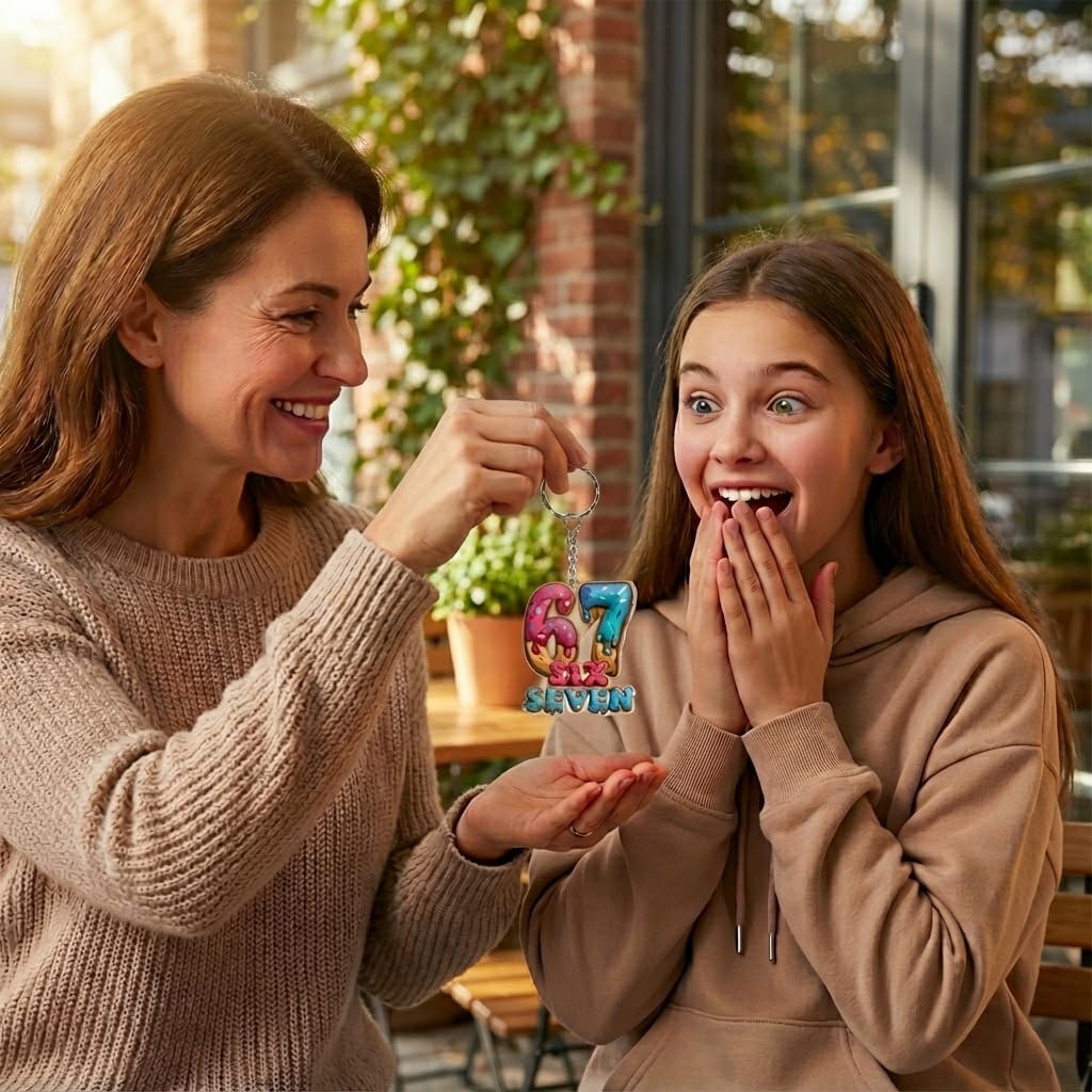 67 Meme Keychain - Funny 6 7 Keychains - Backpack & Bag Charm Accessory - Trendy Six Seven Gift for Teens Kids - Image 5