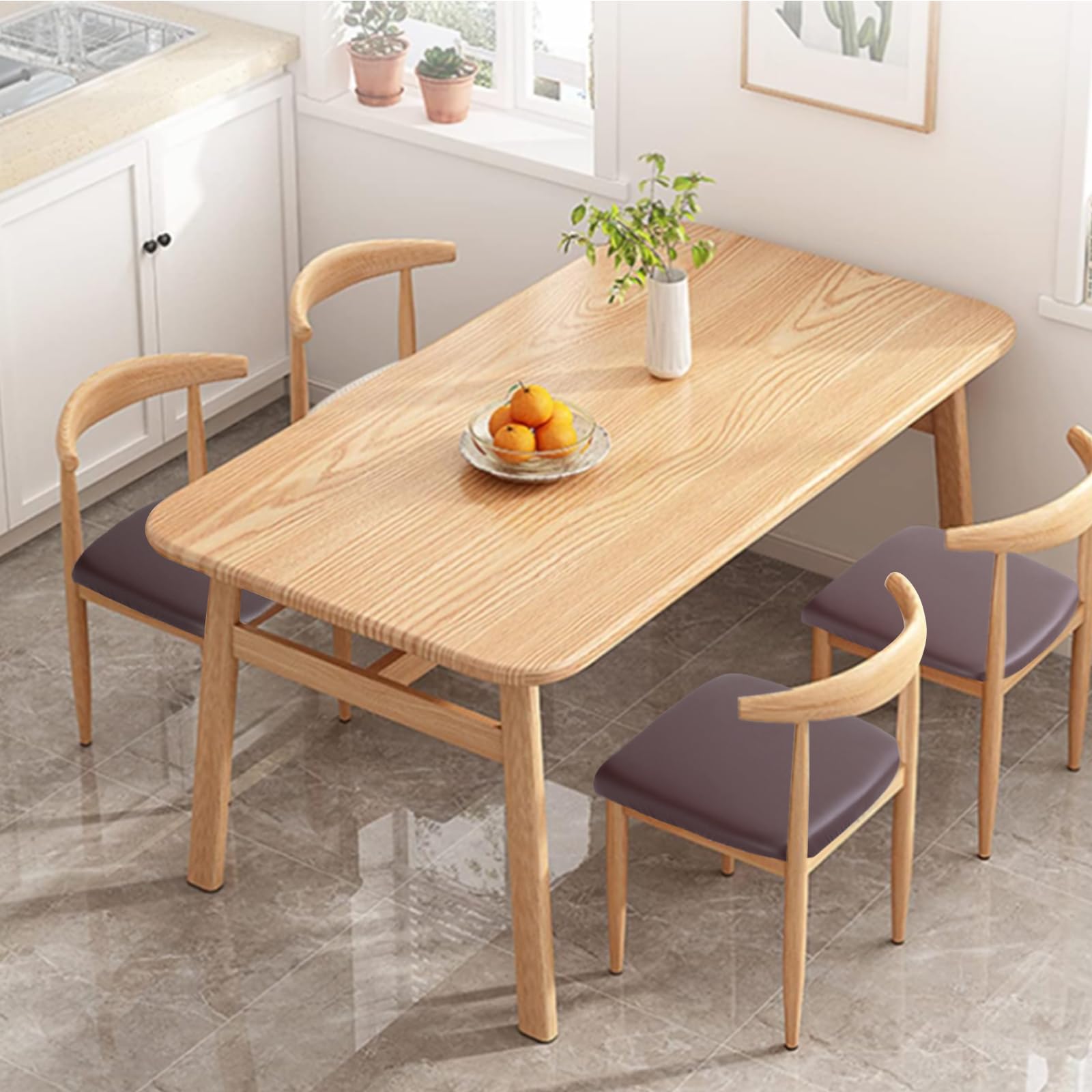 Alishomtll Juego de 4/6 fundas de asiento para sillas de comedor, fundas de piel sintética, impermeables, fundas de asiento extraíbles con hebilla de fijación para comedor, oficina, escritorio de