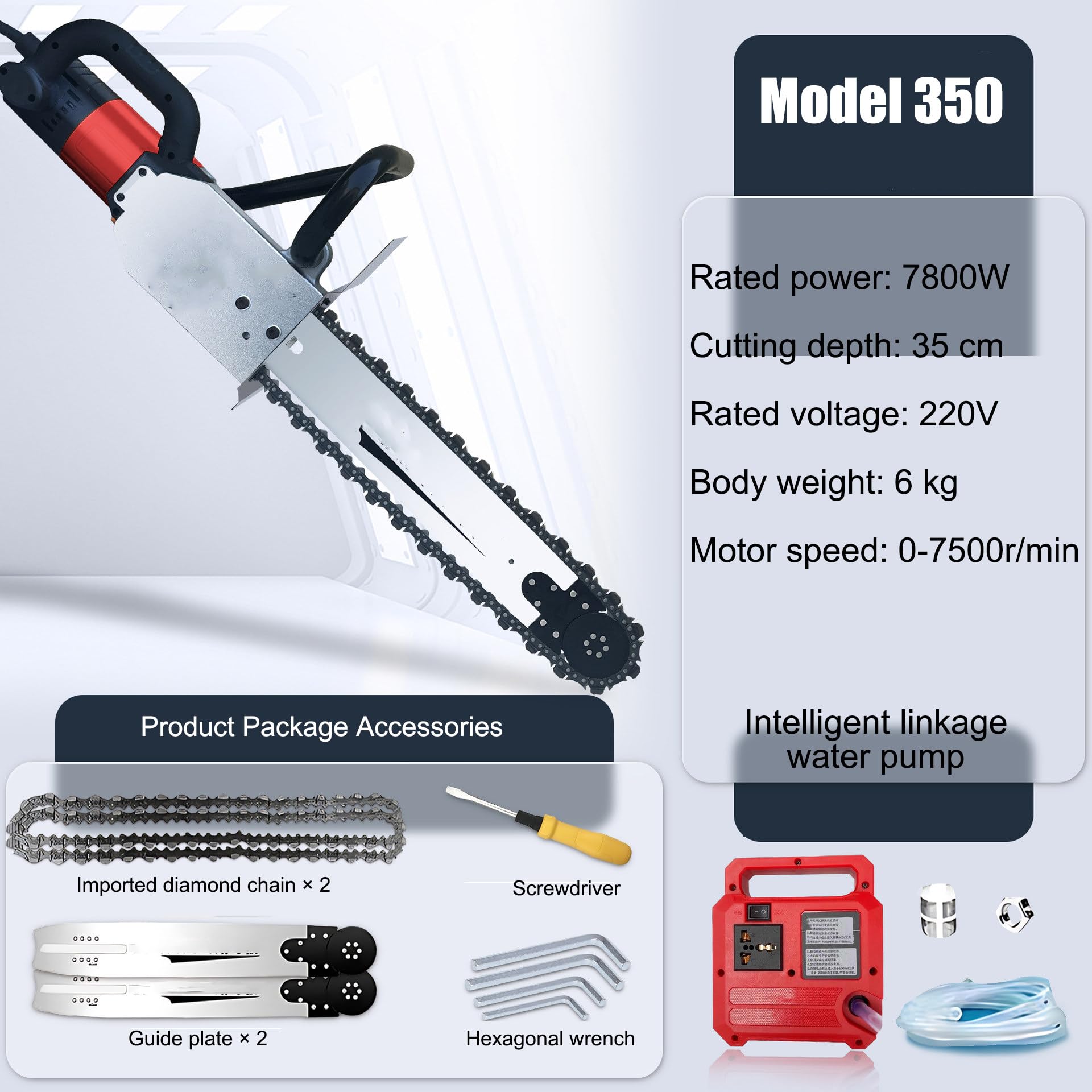 Sierra de hormigón de 7800W / 8800W, máquina cortadora de ranurado de Pared eléctrica, Motosierra de Mano, máquina de Corte de Pared (Depth35cm)
