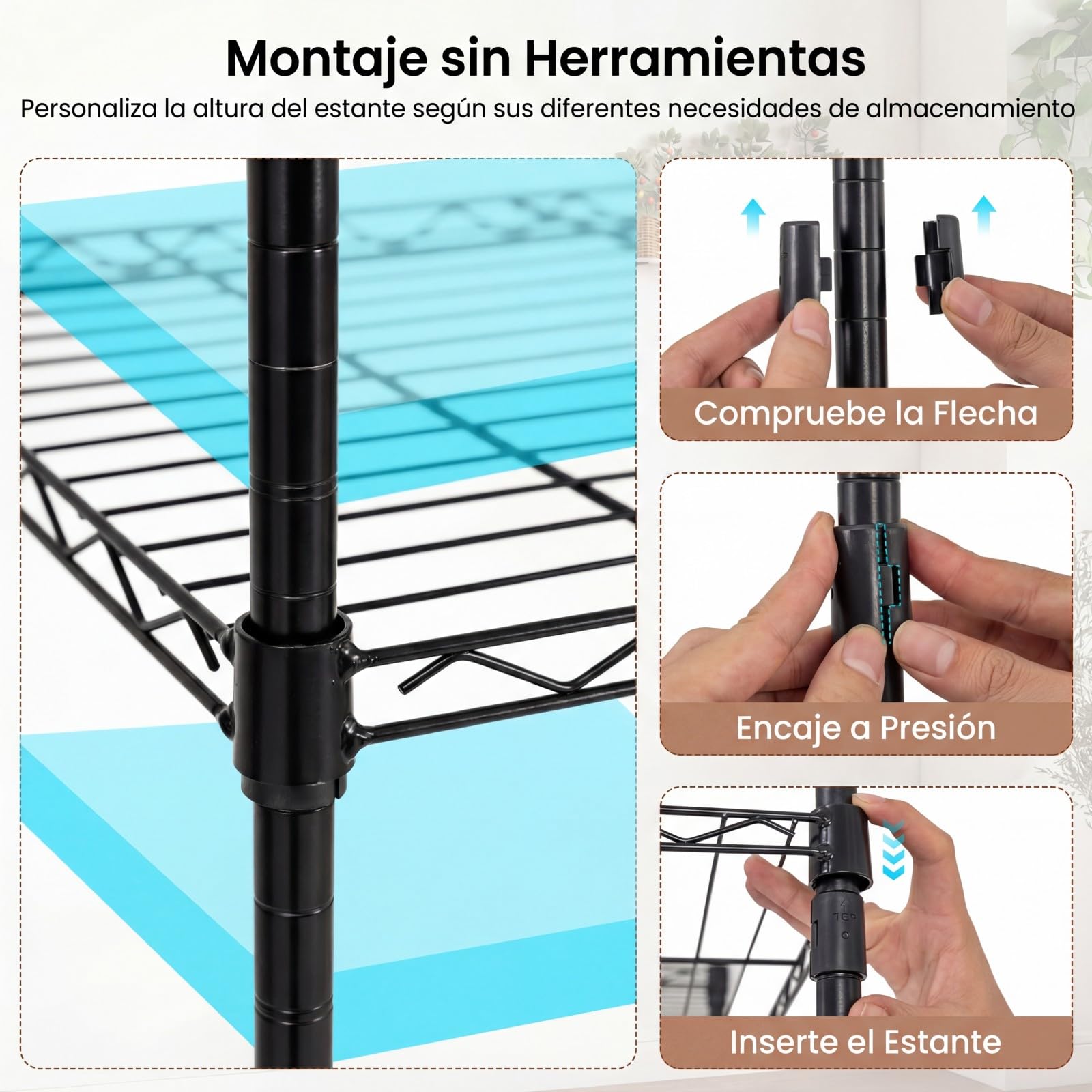 COSTWAY Armario Ropa Metálico, 7 Estantes Ajustables y 4 Barras para Colgar, Perchero Burro Ropa, Convertible con Instalación en L y Horizontal, 188 x 46 x 198 cm, Carga 530 kg (Negro)