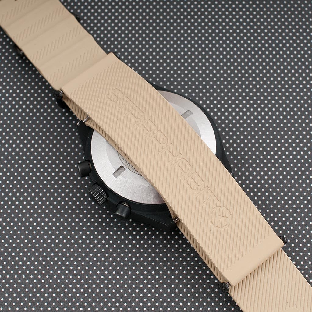 StrapHabit FKM Rubber Ribbed Military Style Dual Pass Strap - Convert to Single Pass - for Men and Women (20mm, 22mm)