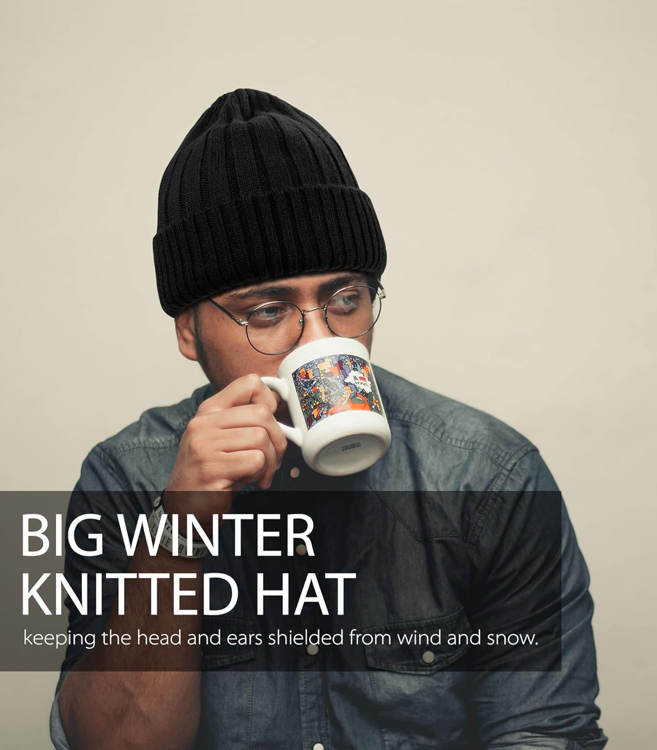 M/L/XL/XXL Wool Beanie for Men and Women, Fleece Lined Oversized Winter Knit Hat, Large Warm Wool Cuffed Cap for Big Head - Image 7