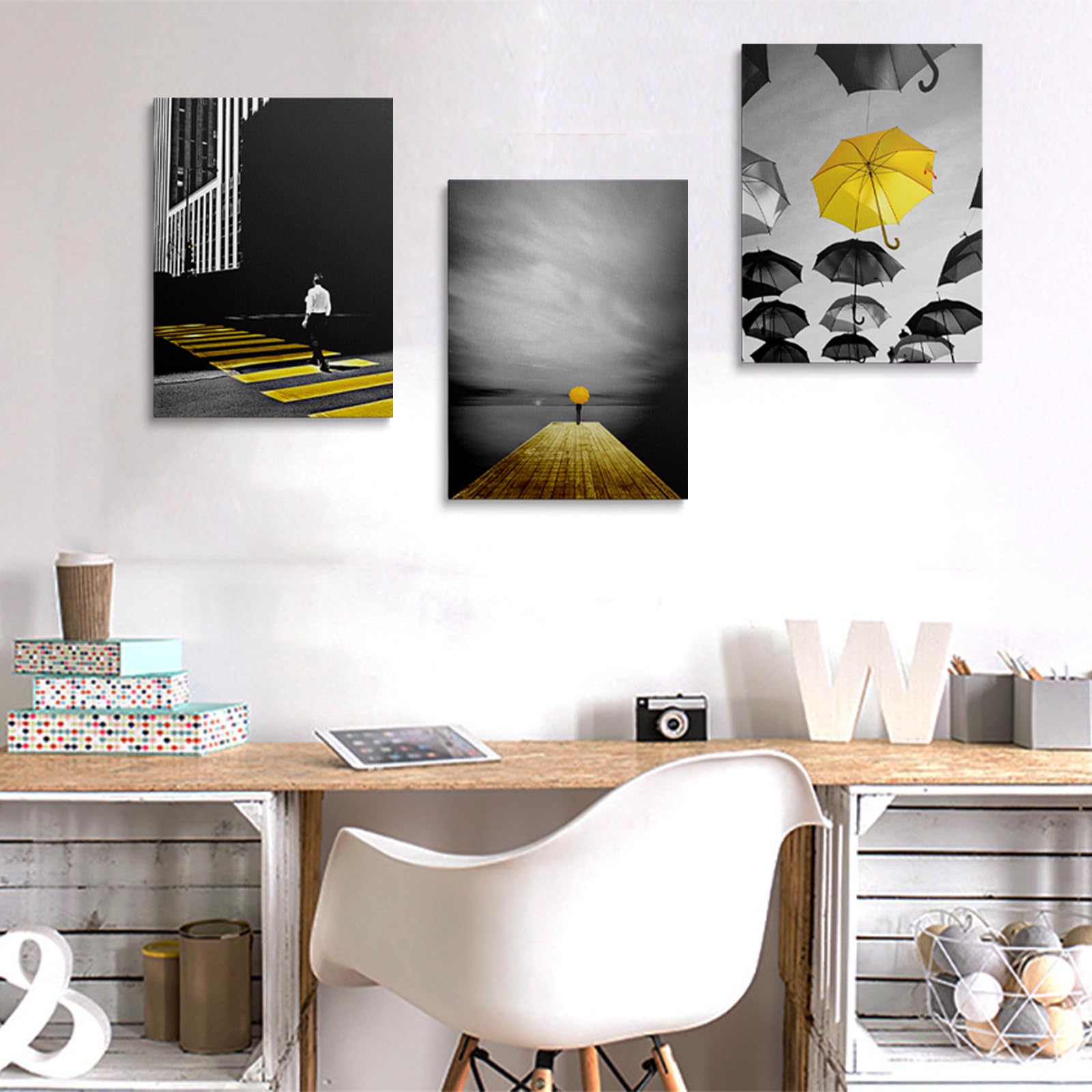 prinfantasy Black Wall Art Photo Canvas - Pictures Artwork Prints 3 Panels 12x16in for Living Room YH1606 - Image 3