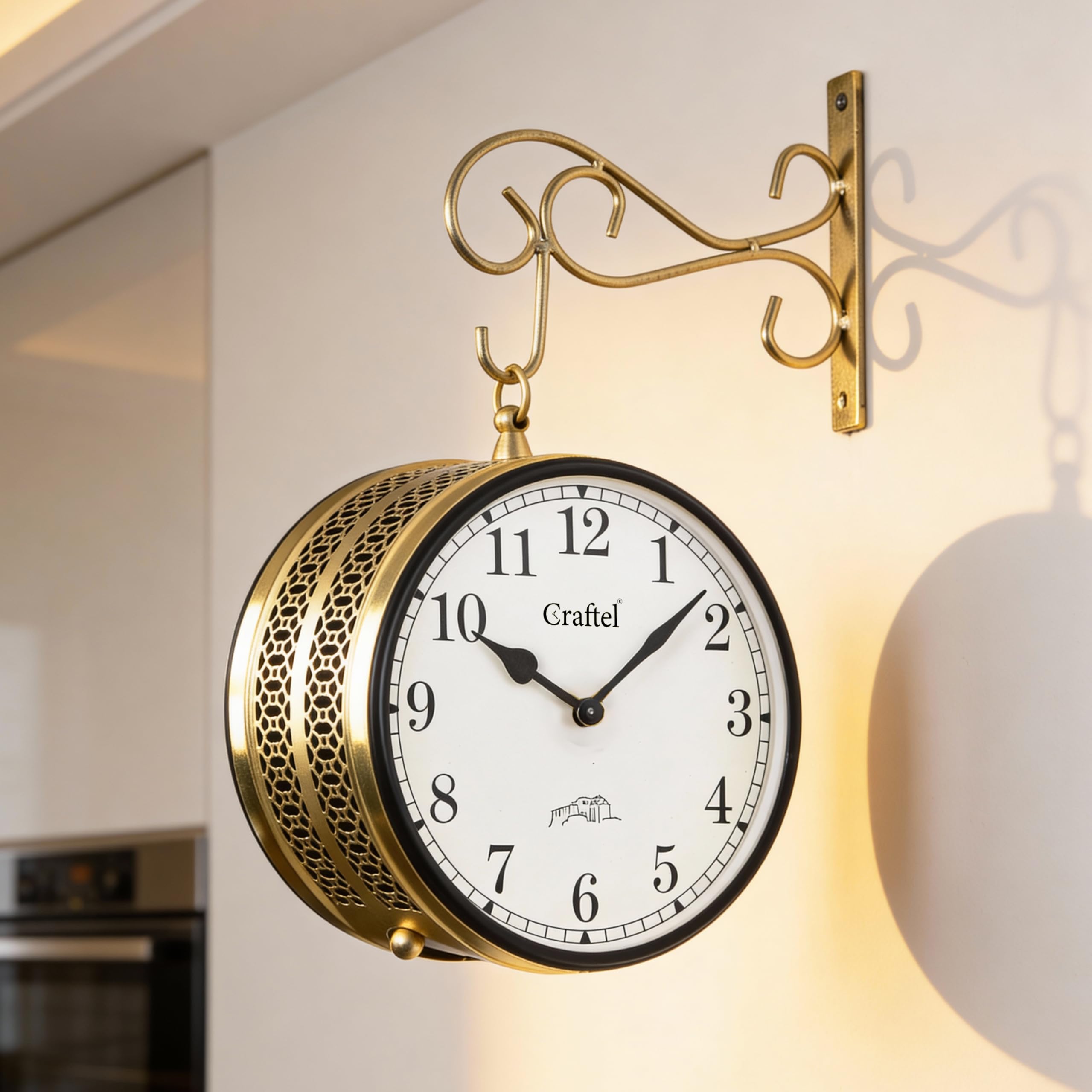 CRAFTEL Rose Gold Station Clock - Handcrafted Wall Decor -9