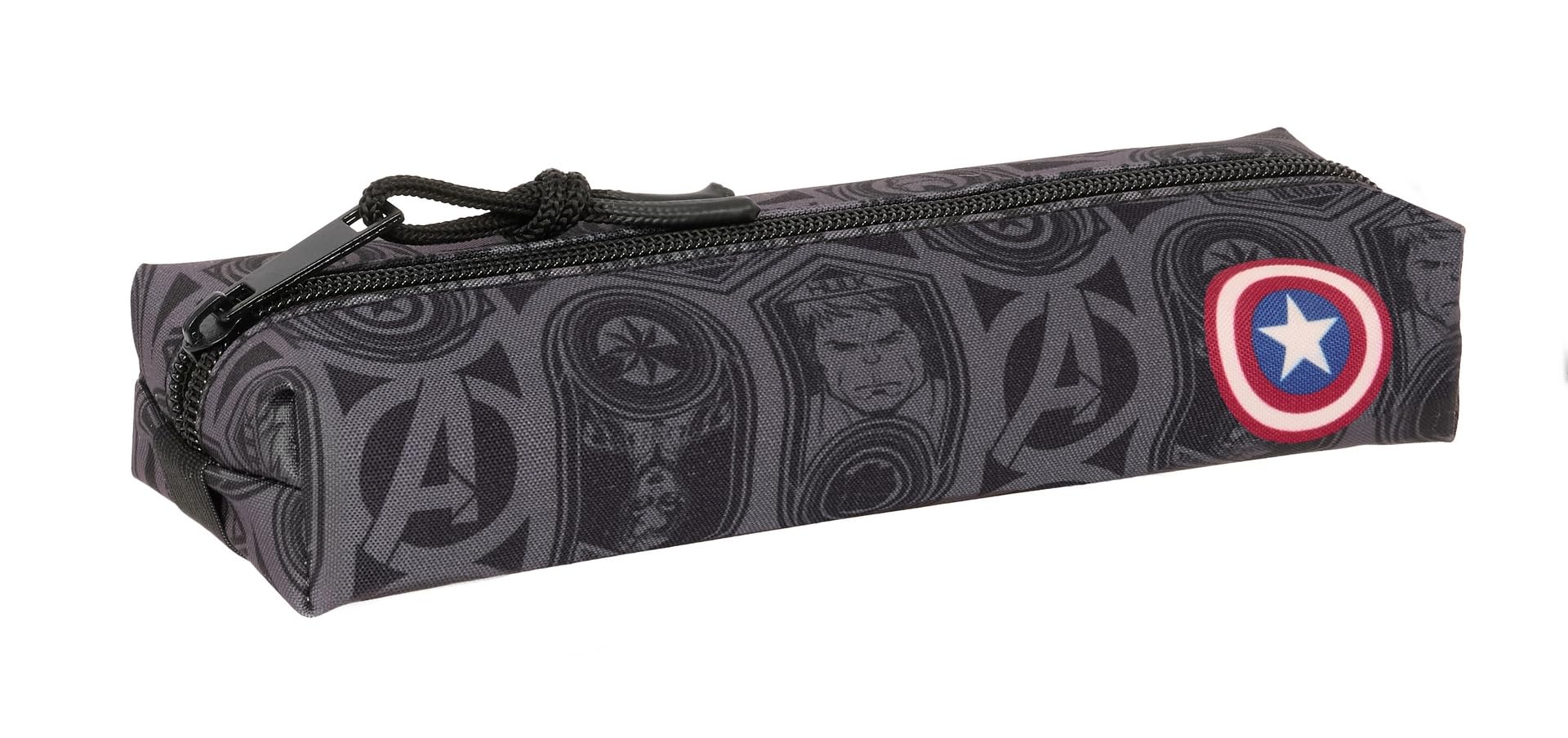 Safta AVENGERS VENDETTA – Rectangular Children's Pencil Case, Children's Pencil Case, Ideal for School-Age Children, Comfortable and Versatile, Quality and Resistance, 22 x 7 x 40 cm, Black/White, M,