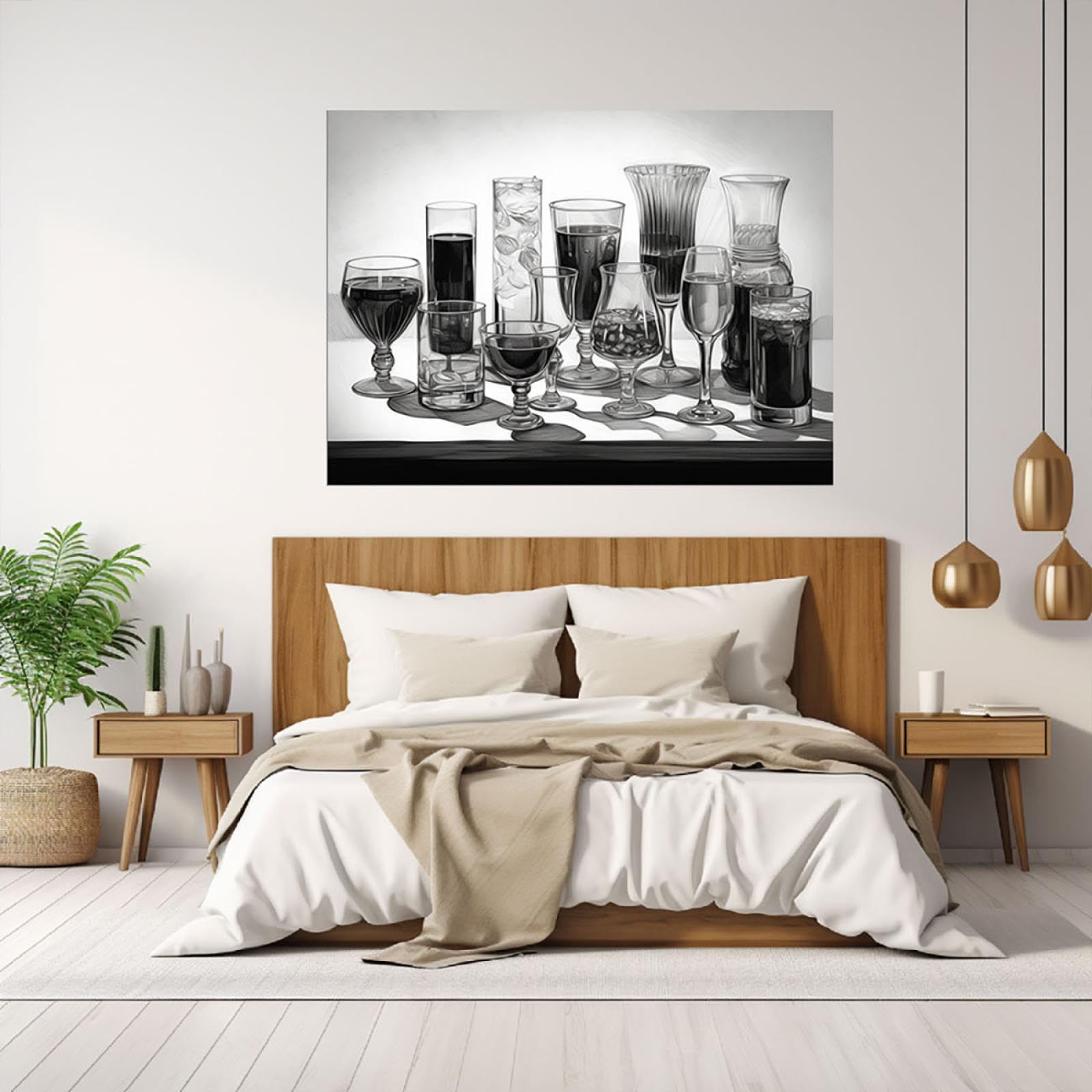 Biuteawal 7-teilige Schwarz-Weiß-Wandkunst – Blitzschlag & Stadtbild-Leinwandbilder Für Modernes Interior