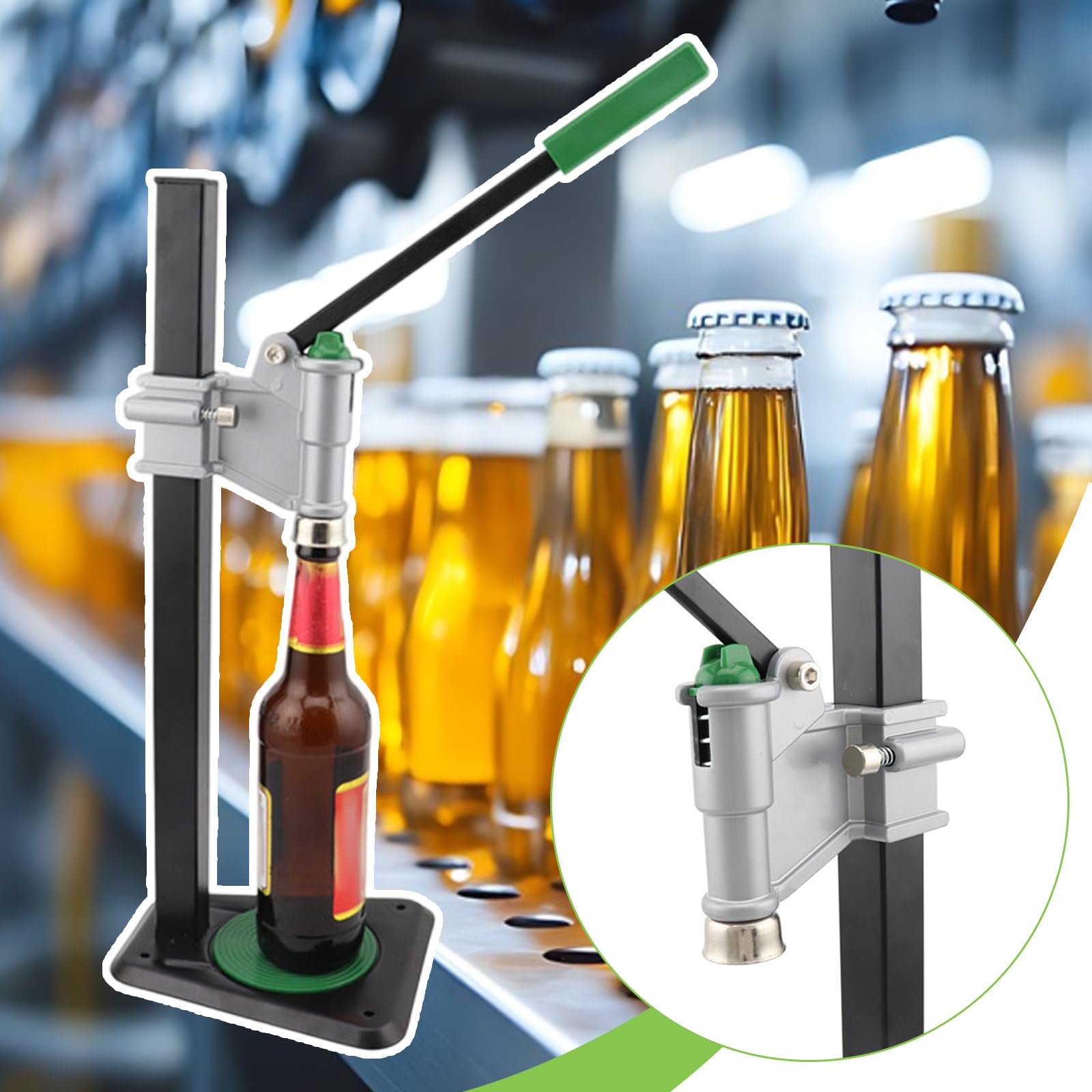 Sharplace Tappatrice a Colonna, Sigillatrice per Bottiglie di Birra con Barra di Pressione in Acciaio Inossidabile, Adatta per Tappi a Corona da 26-29 Mm, per Vetro per Champagne E Olio di Sesamo