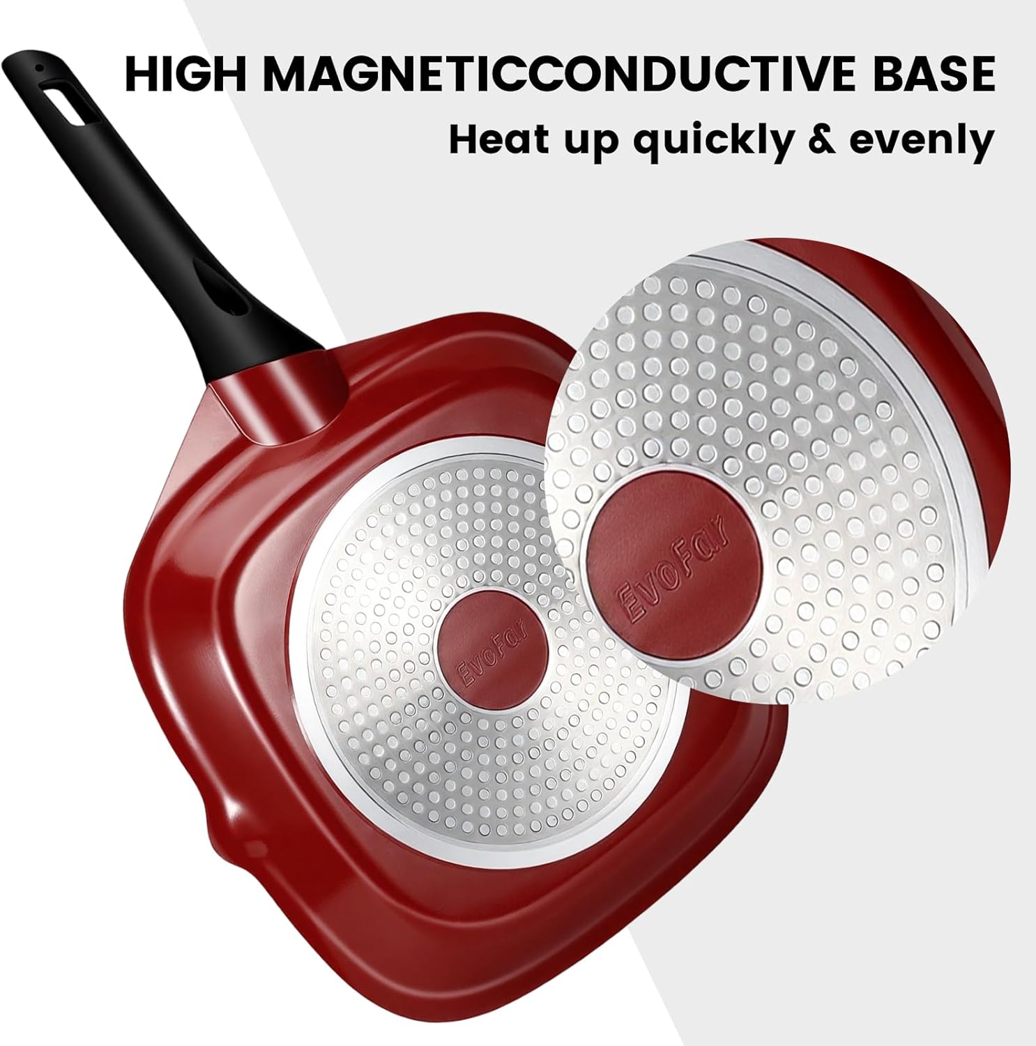 11 Inch Nonstick Grill Pan, Square Large Grilling Skillet Steak Pan for Stove Tops, Granite Coating Grill Skillet with Pour Spouts, PTFE & PFOA Free, Durable Grilling Pan for Indoor & Outdoor