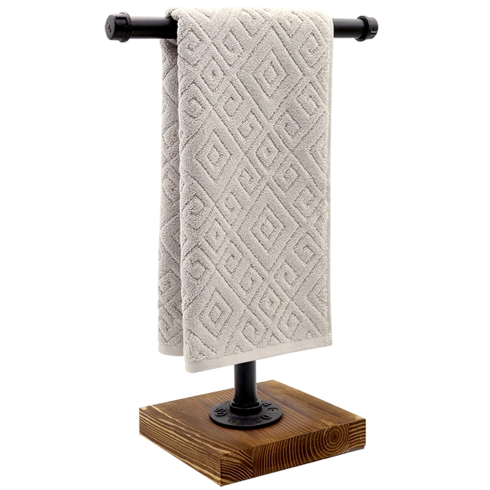 Photo 1 of [MISSING PARTS] YESSAP Hand Towel Holder, T-Shape Height 15'' Black Hand Towel Holder Stand, Free Standing Hand Towel Stand for Bathroom Countertop