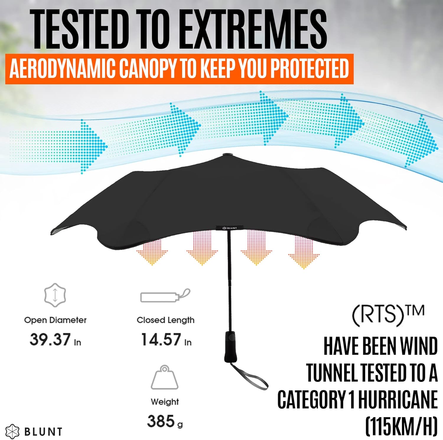 BLUNT Metro Windproof Travel Umbrella - 39" Compact Umbrella for Wind and Rain, Portable, Heavy Duty, UV Protection - Image 5