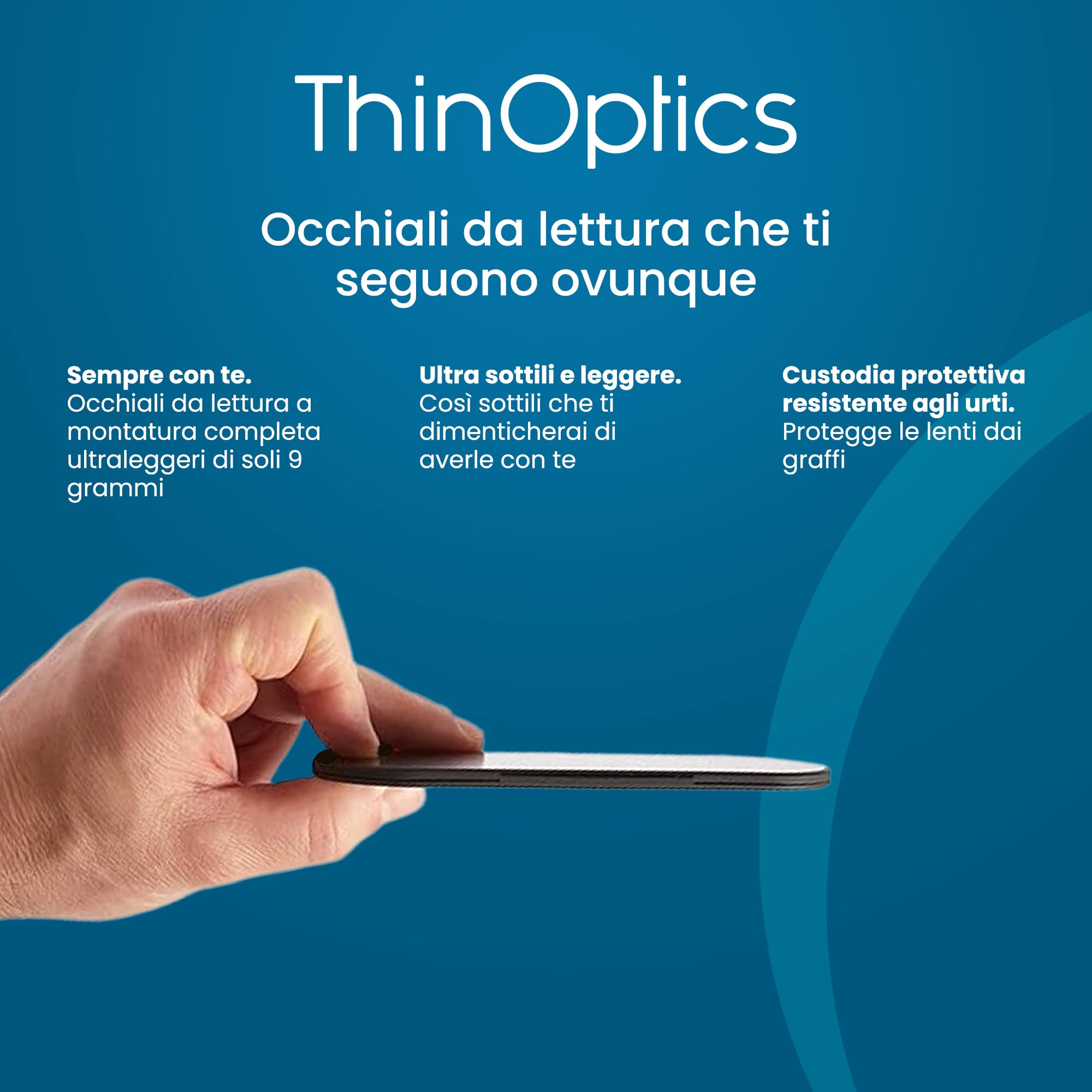 ThinOptics Occhiali Lettura Luce Blu, Custodia Magnetica Milano, Pieghevoli | Occhiali con blocco della luce blu per computer e schermi, uomo e donna, ultra sottili e leggeri, per ufficio e smart working
