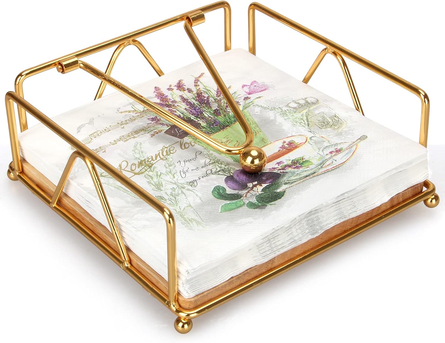 Gold Modern Napkin Holder for Table with Weighted Arm