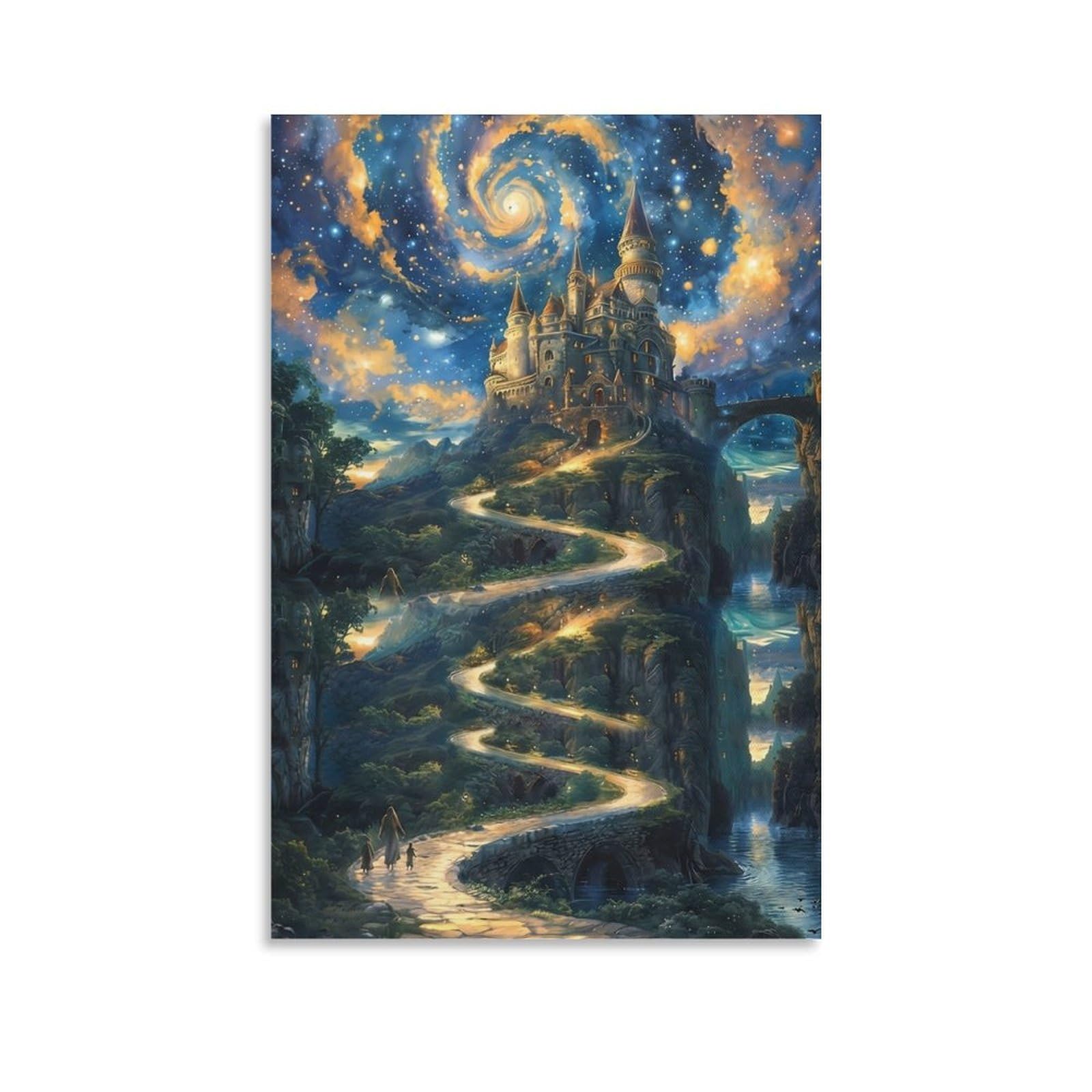 DHBANEIOK Fantasy Castle Sky Wall Decor Poster Canvas Prints Picture Modern Wall Art Picture Wall Hanging for Bathroom Wall Decor 24x36inch(60x90cm)