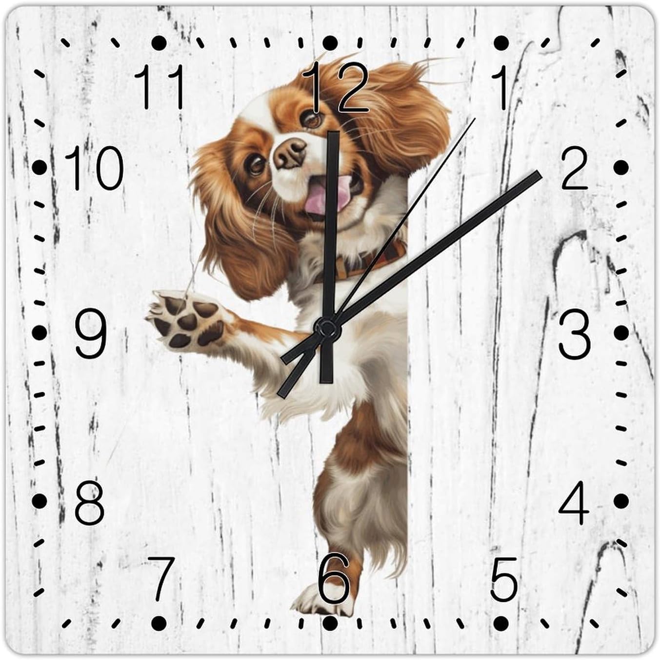 Beagle Dog Peeking ASquare Corner Clocks Beagle Wooden Clocks Battery Operated Square Clock Pet Memorial Art Clock for Living Room Bedroom 15x15in Birthday Gift to Friend