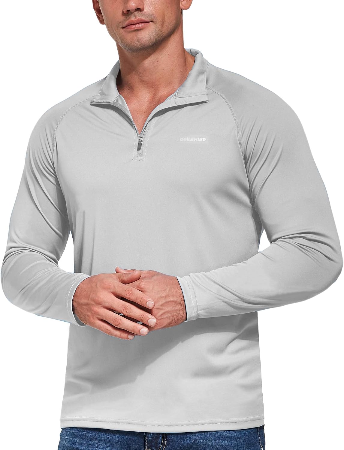 OGEENIER Men's 1/4 Zip Pullover Long Sleeve Sun Protection Shirts UPF 50+ Fishing Golf Running Polo Shirts