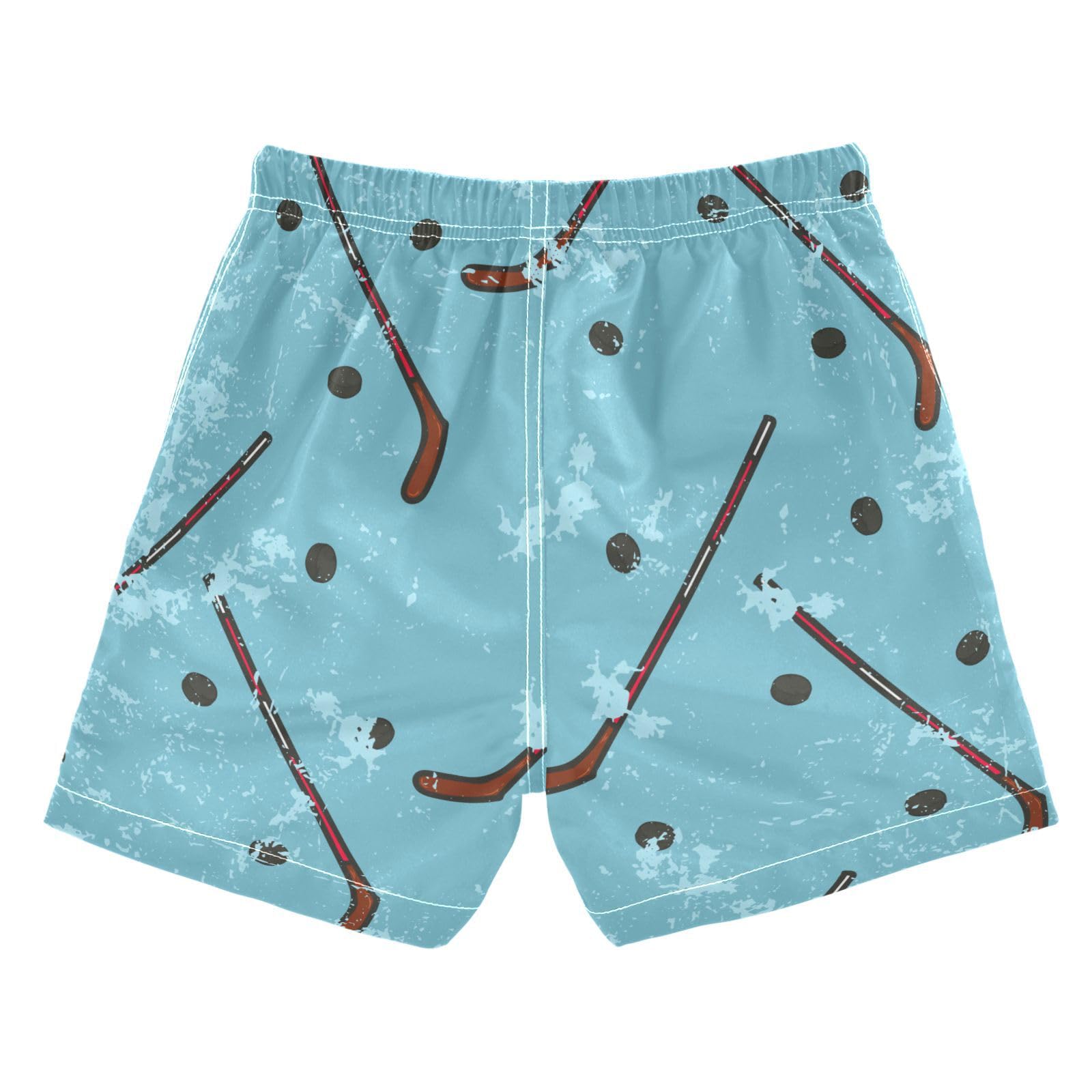 Aflyko Boys' Board Shorts Grunge Ice Hockey Blue Swim Trunks Bathing Suit Girls Beach Swimwear Quick Dry Swimming Shorts All Day Shorts Gym Shorts M