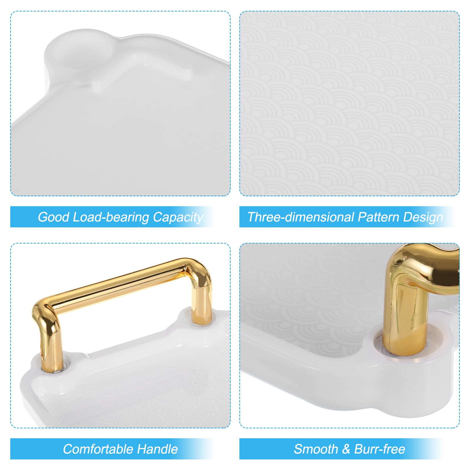 PATIKIL Plastic Serving Tray with Golden Handle - Image 3