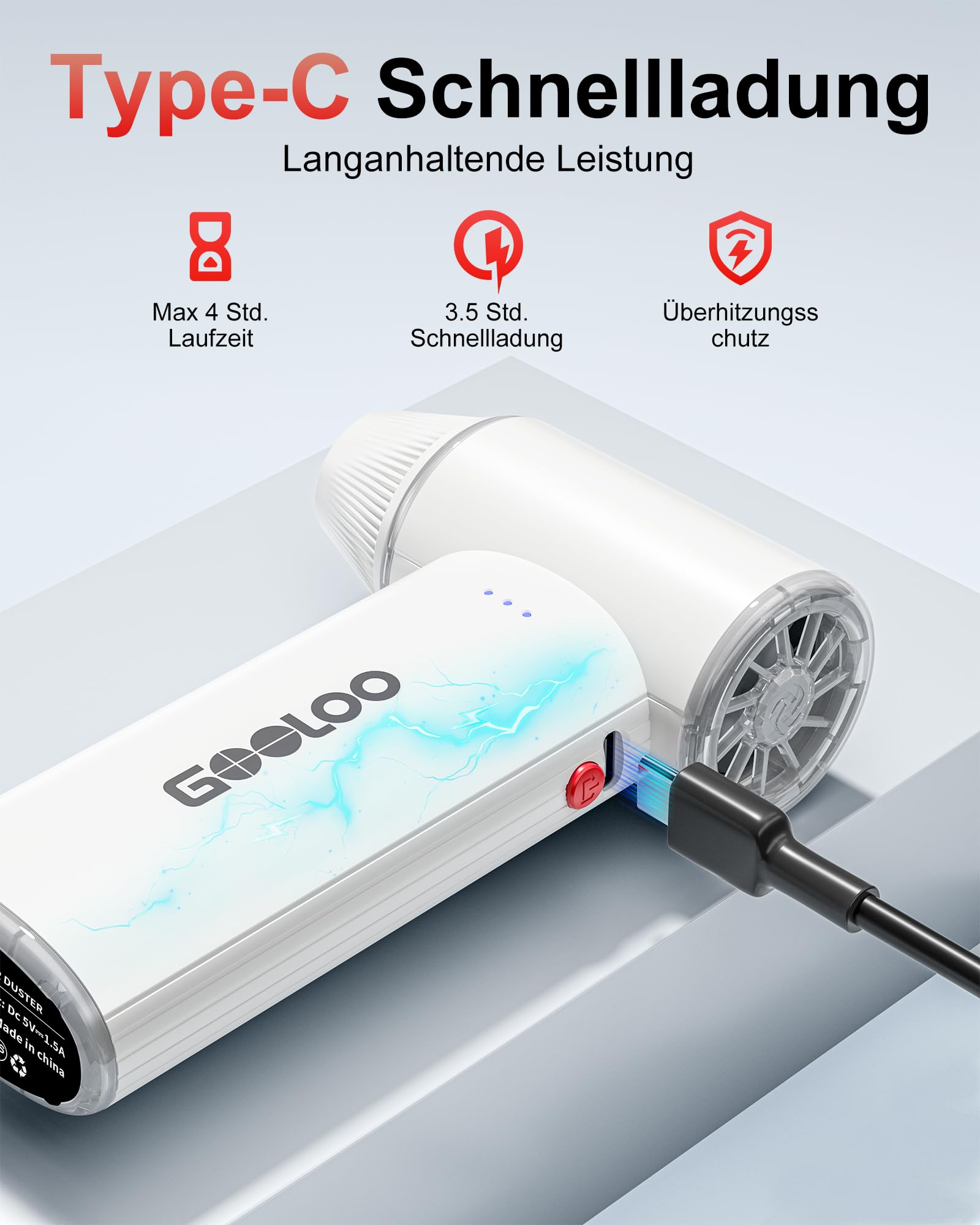 GOOLOO F3 Elektrisches Staubgebläse 150000 U/min 3-Gang einstellbarer Compressed Air Duster Akku