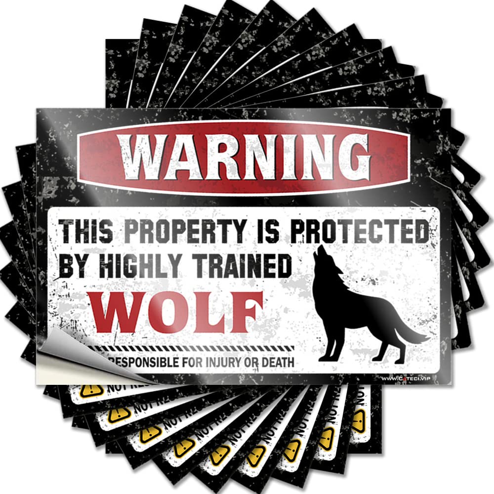 Tool Box Labels Adult Funny Laminated Teacher Appreciation Bulk - Warning This Property is Protected By A Highly Trained Wolf/Signs for Home Decor(6X9CM-10Pcs)